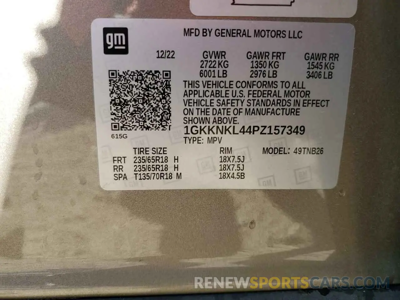 13 fotografías del automóvil dañado 1GKKNKL44PZ157349 GMC ACADIA 2023