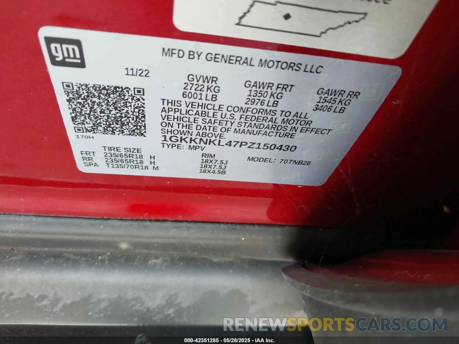 9 fotografías del automóvil dañado 1GKKNKL47PZ150430 GMC ACADIA 2023