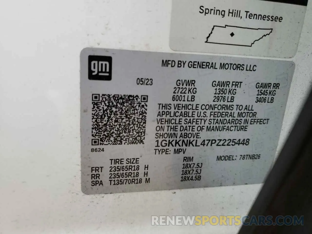 15 fotografías del automóvil dañado 1GKKNKL47PZ225448 GMC ACADIA 2023