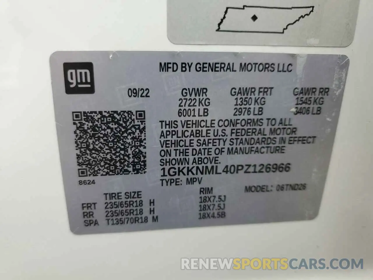 13 fotografías del automóvil dañado 1GKKNML40PZ126966 GMC ACADIA 2023