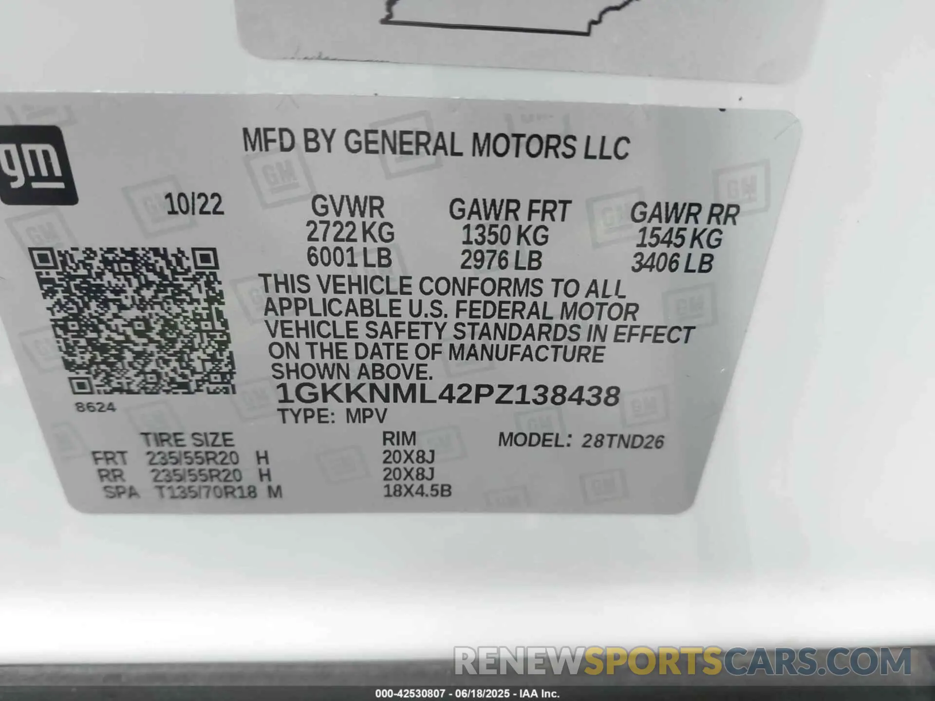 9 fotografías del automóvil dañado 1GKKNML42PZ138438 GMC ACADIA 2023