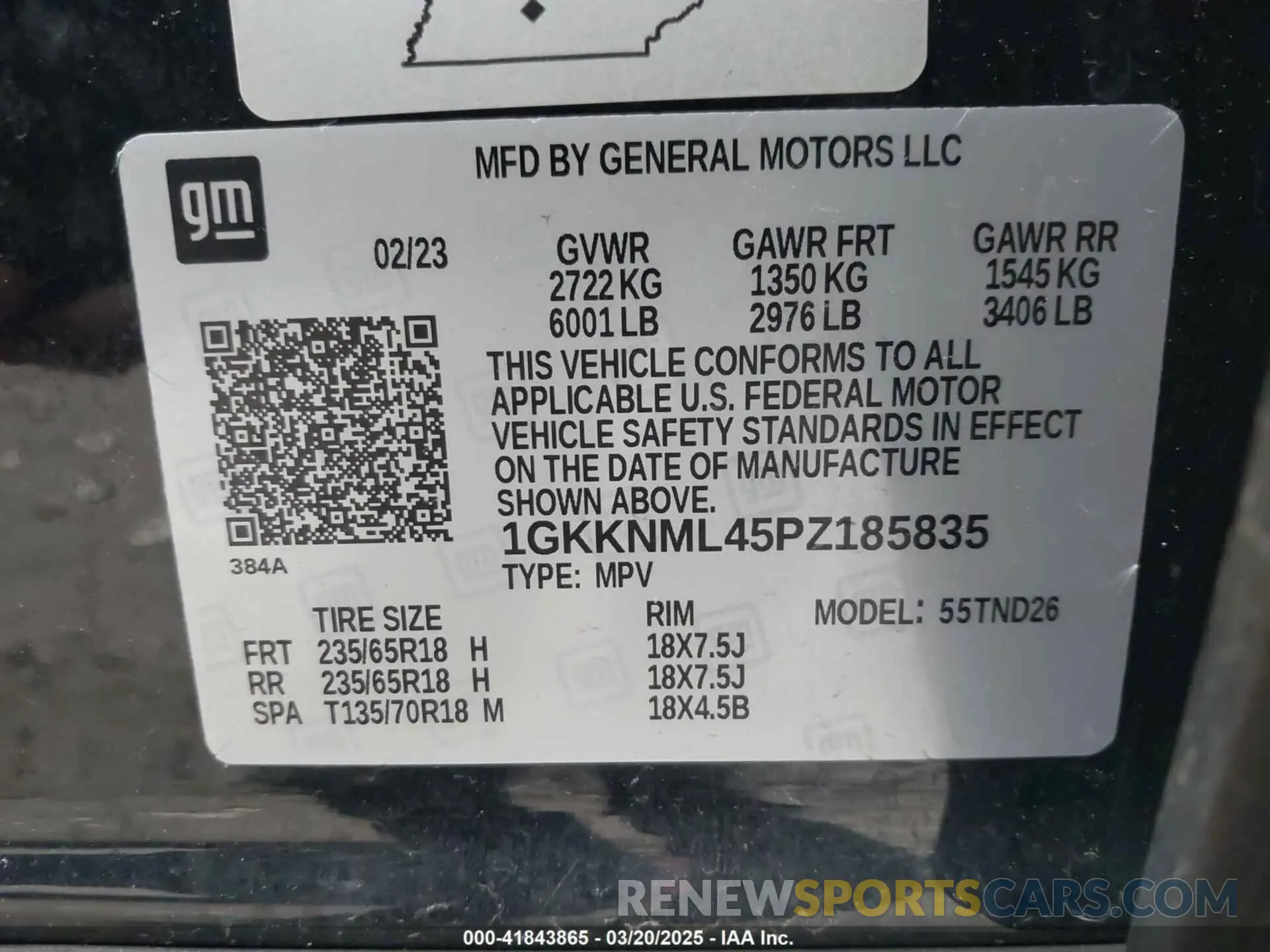 9 fotografías del automóvil dañado 1GKKNML45PZ185835 GMC ACADIA 2023