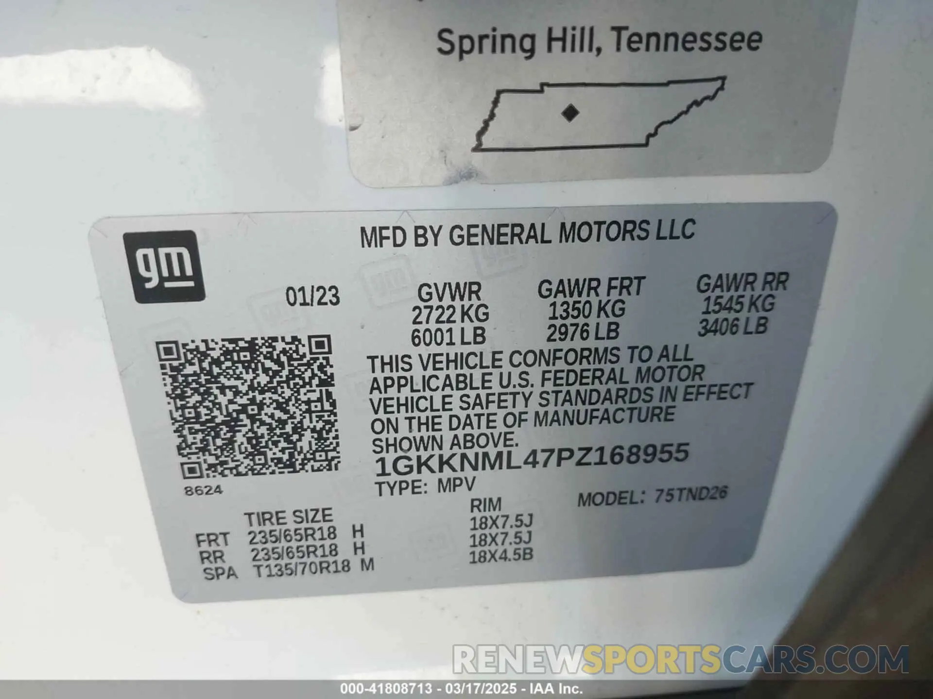 9 fotografías del automóvil dañado 1GKKNML47PZ168955 GMC ACADIA 2023
