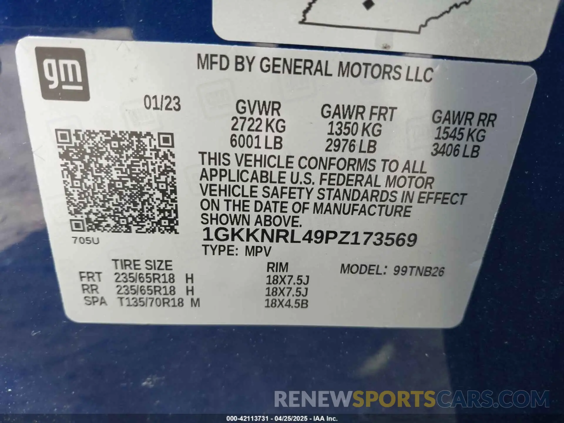 9 fotografías del automóvil dañado 1GKKNRL49PZ173569 GMC ACADIA 2023