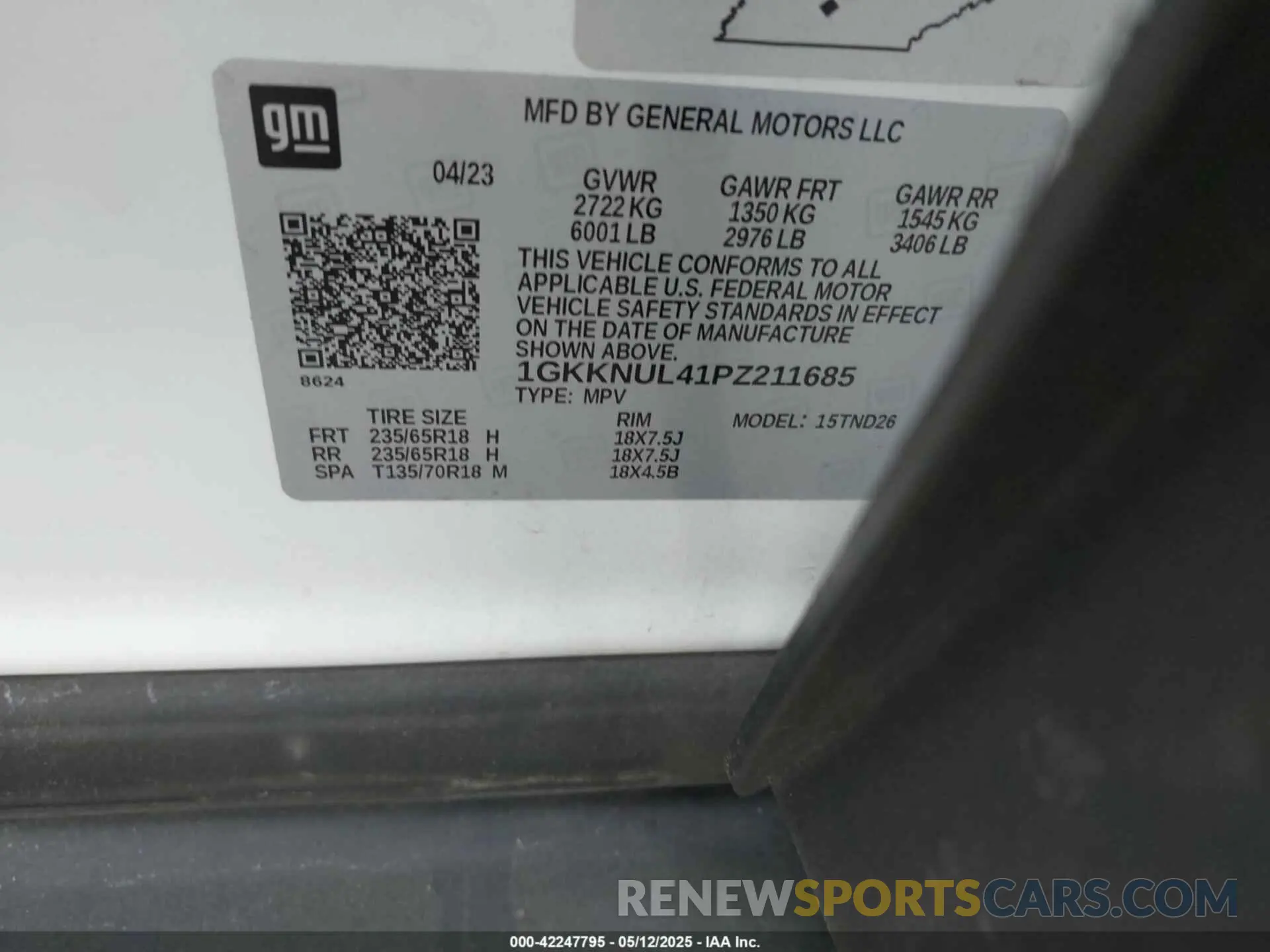 9 fotografías del automóvil dañado 1GKKNUL41PZ211685 GMC ACADIA 2023