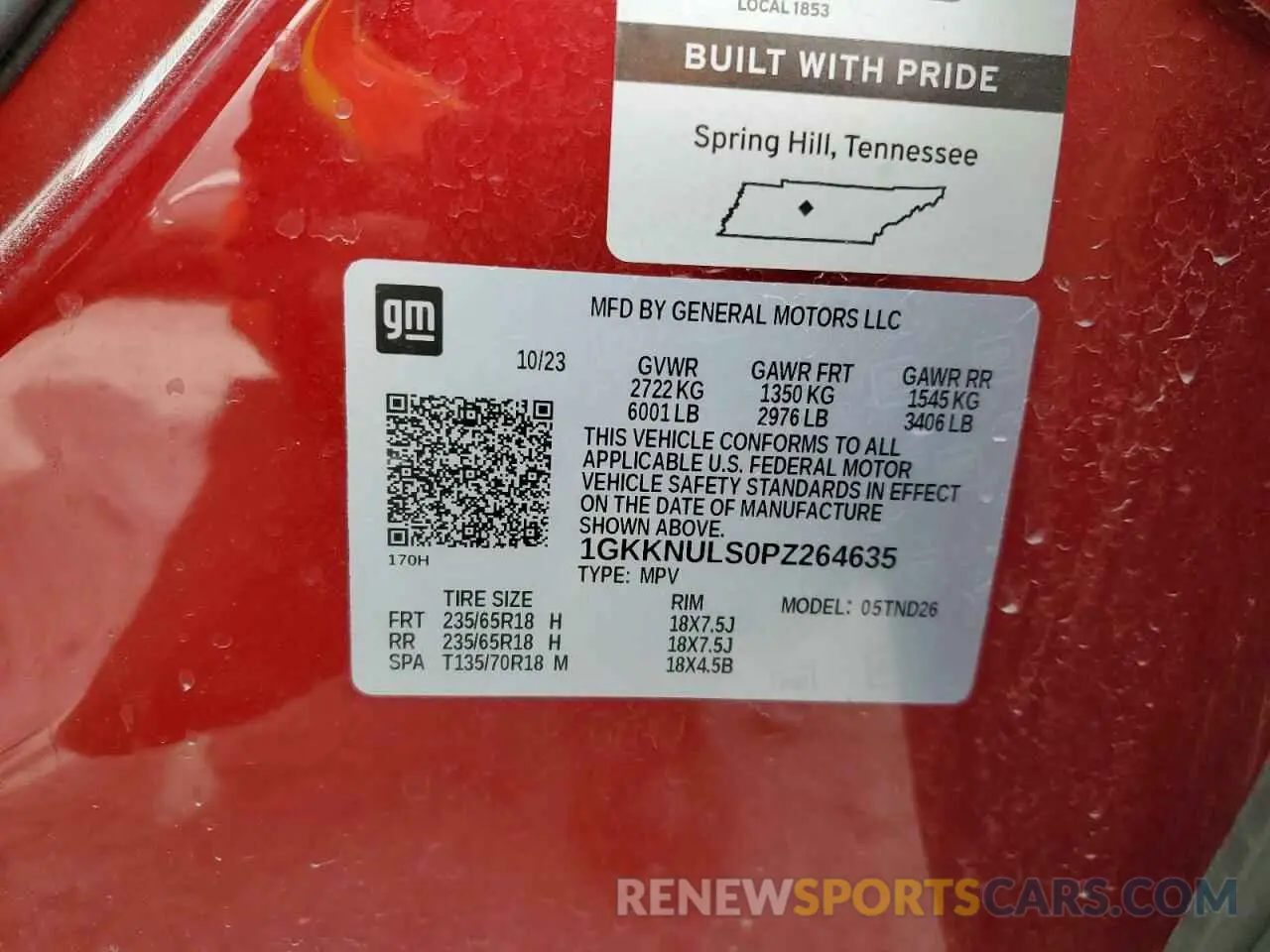 13 fotografías del automóvil dañado 1GKKNULS0PZ264635 GMC ACADIA 2023