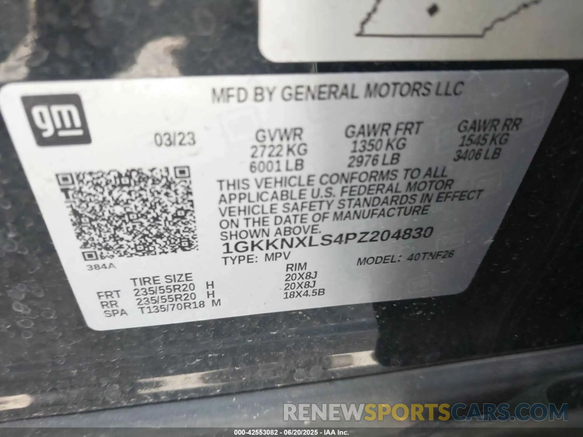 9 fotografías del automóvil dañado 1GKKNXLS4PZ204830 GMC ACADIA 2023