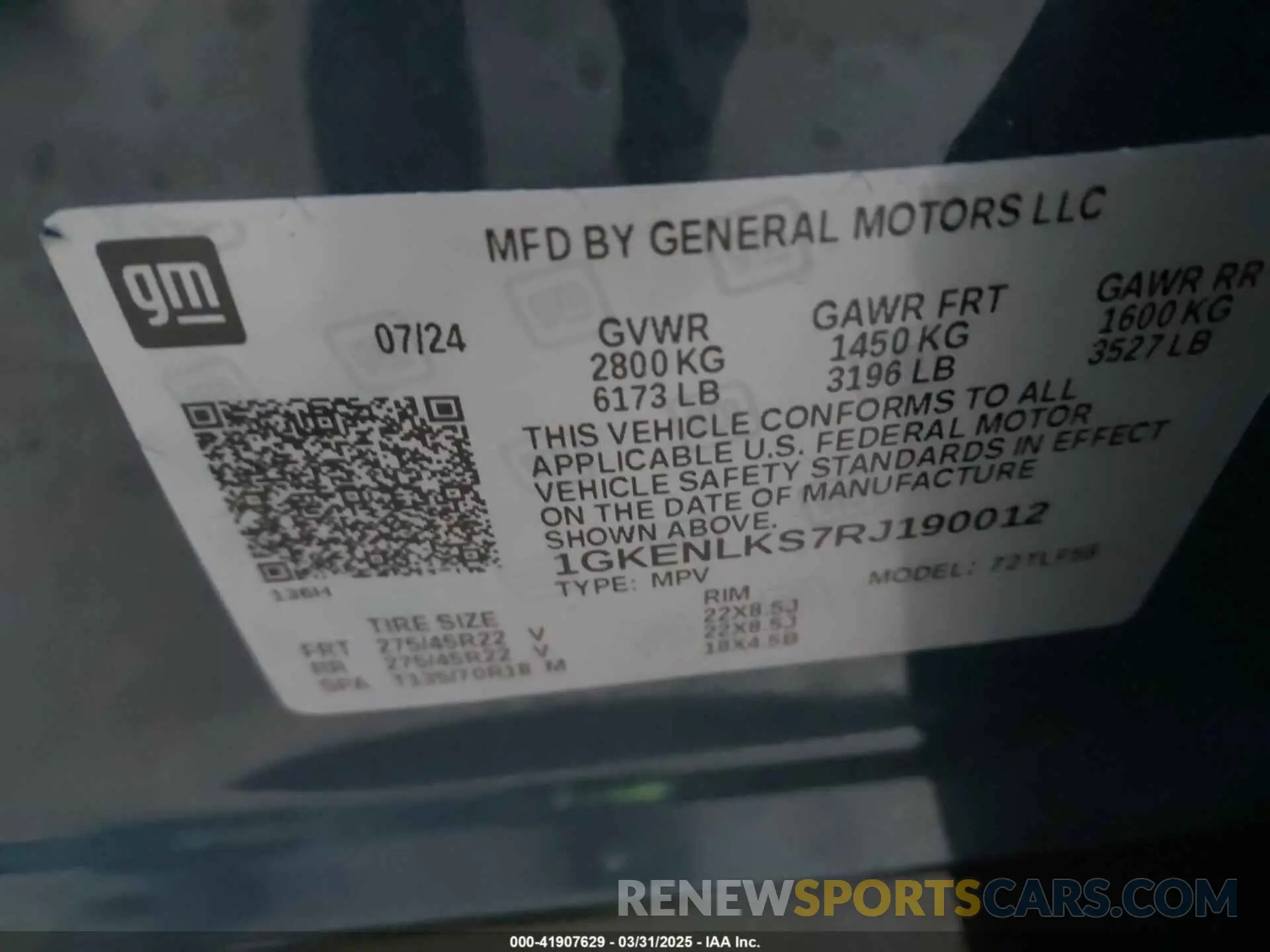9 fotografías del automóvil dañado 1GKENLKS7RJ190012 GMC ACADIA 2024