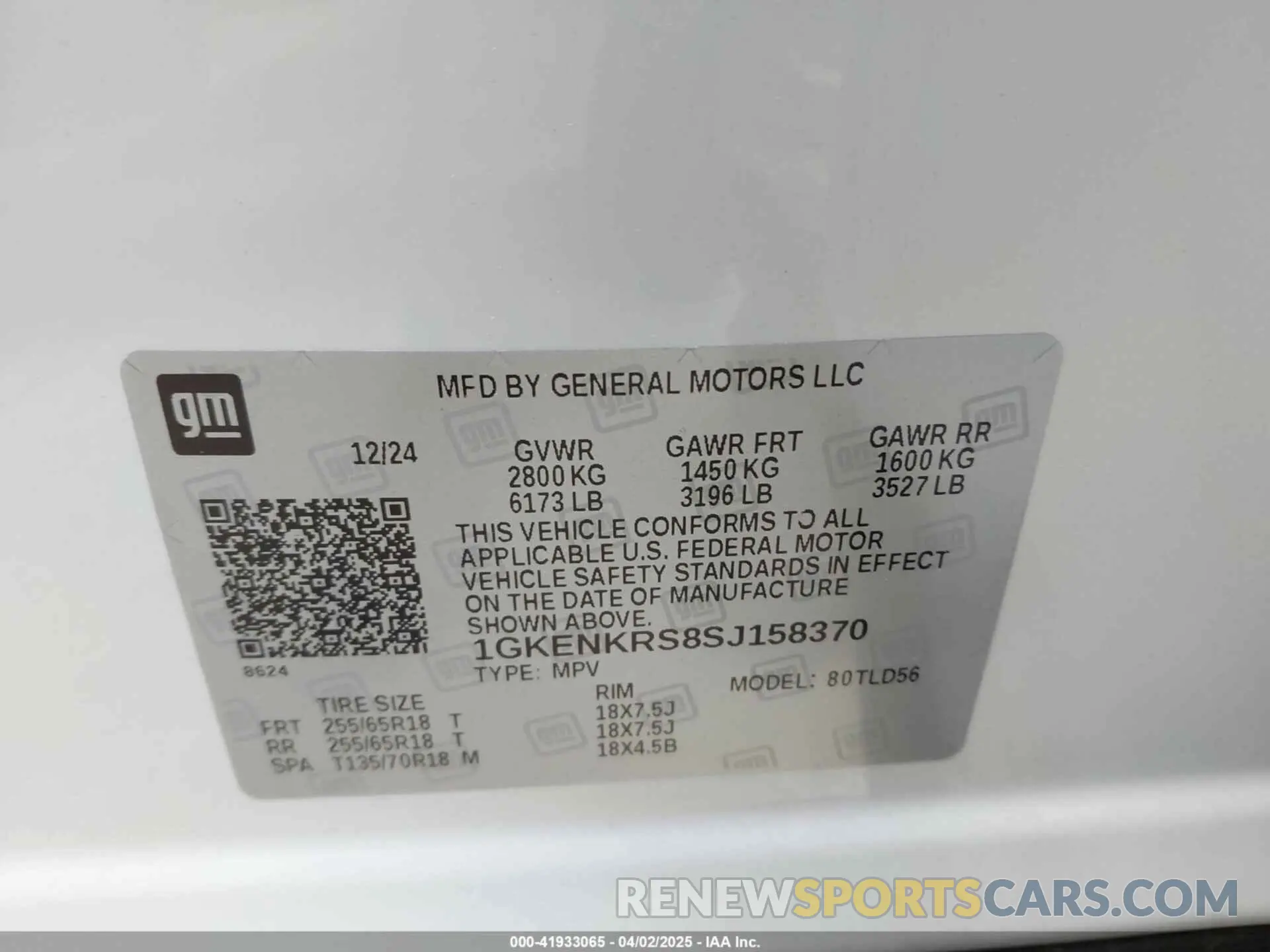 9 fotografías del automóvil dañado 1GKENKRS8SJ158370 GMC ACADIA 2025