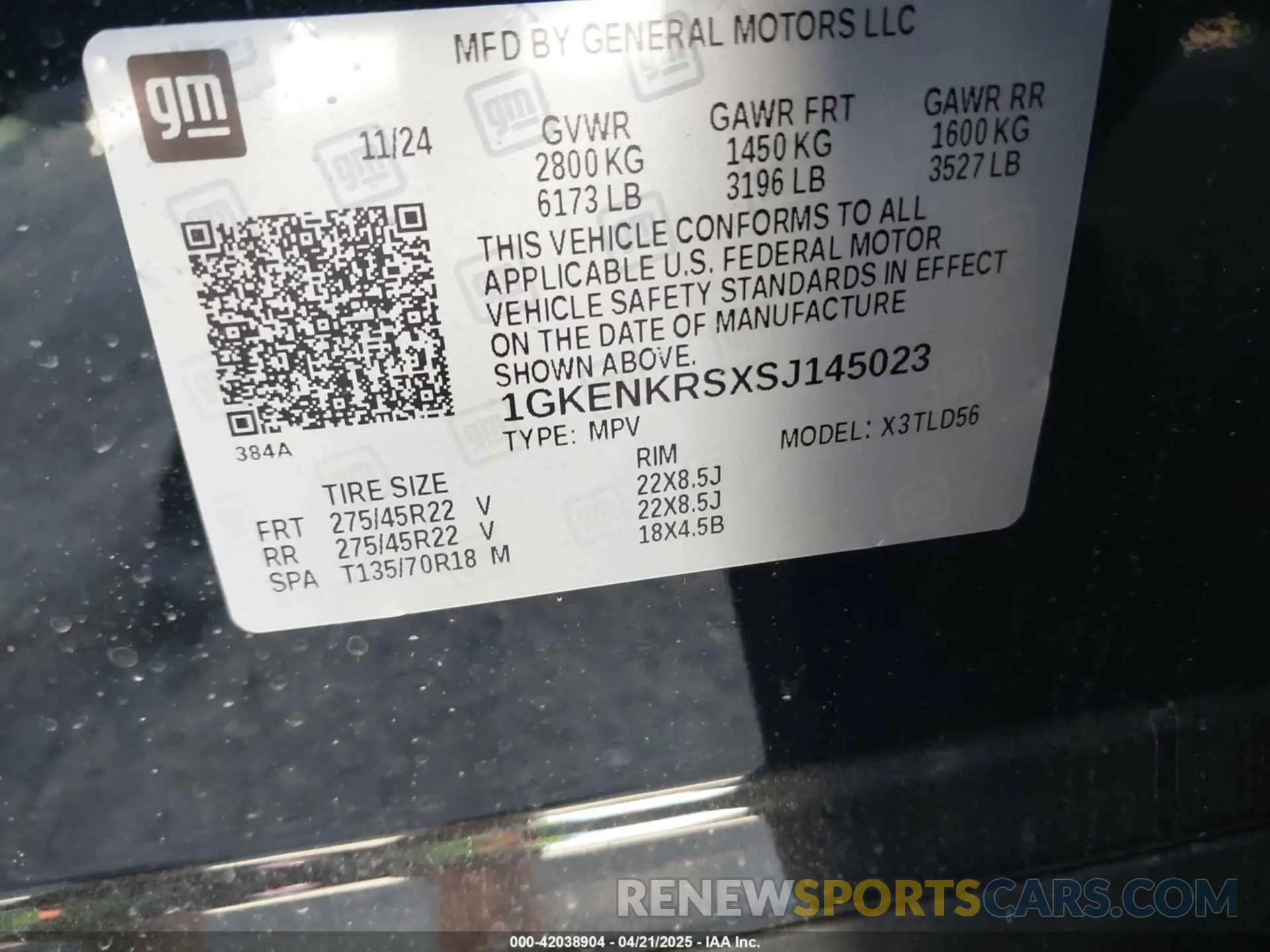 9 fotografías del automóvil dañado 1GKENKRSXSJ145023 GMC ACADIA 2025