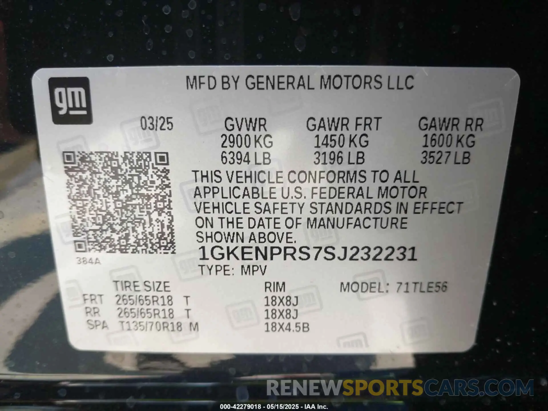 9 fotografías del automóvil dañado 1GKENPRS7SJ232231 GMC ACADIA 2025
