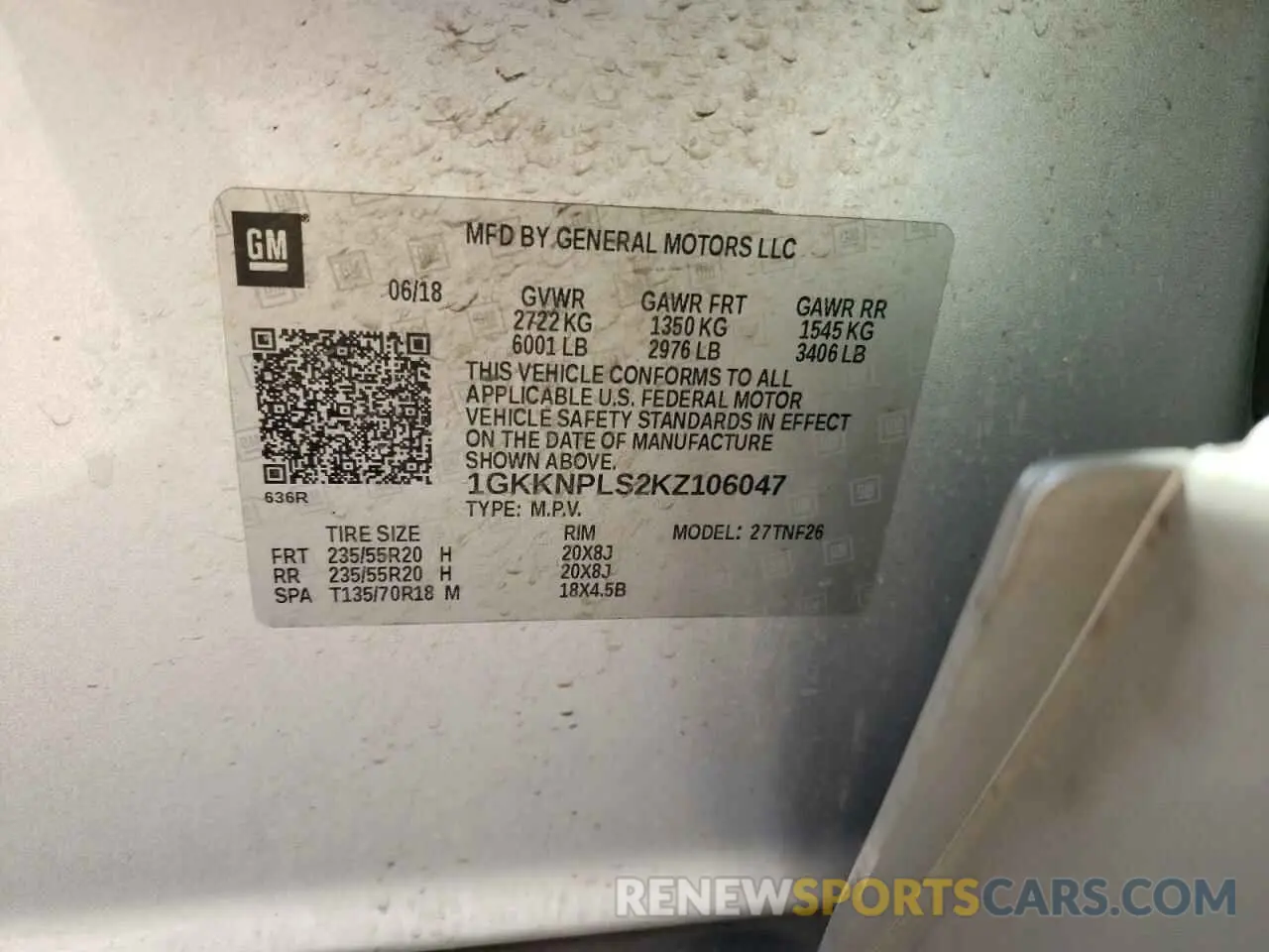 13 fotografías del automóvil dañado 1GKKNPLS2KZ106047 GMC ACADIA DEN 2019