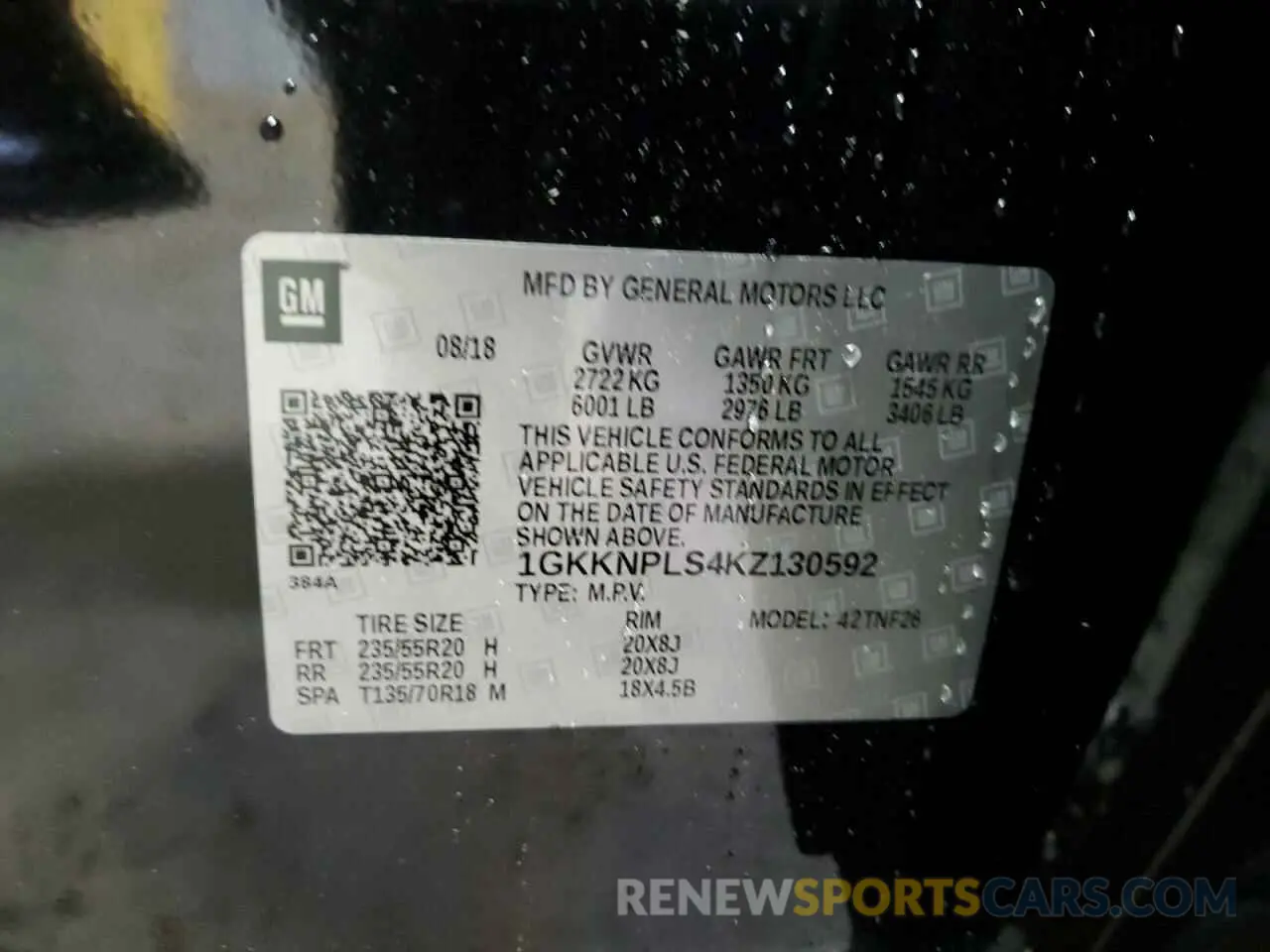 15 fotografías del automóvil dañado 1GKKNPLS4KZ130592 GMC ACADIA DEN 2019