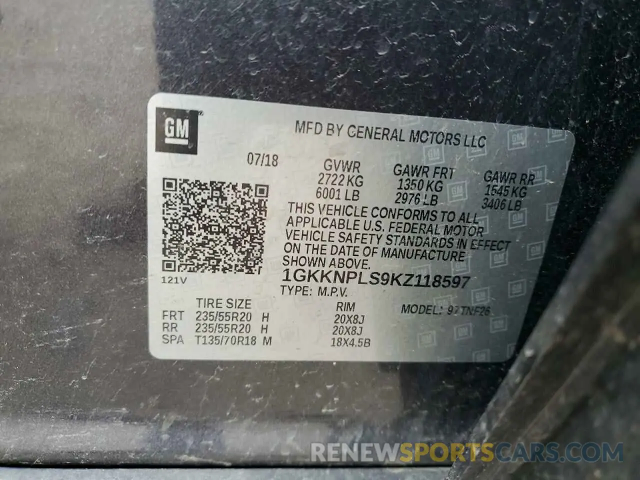 14 fotografías del automóvil dañado 1GKKNPLS9KZ118597 GMC ACADIA DEN 2019