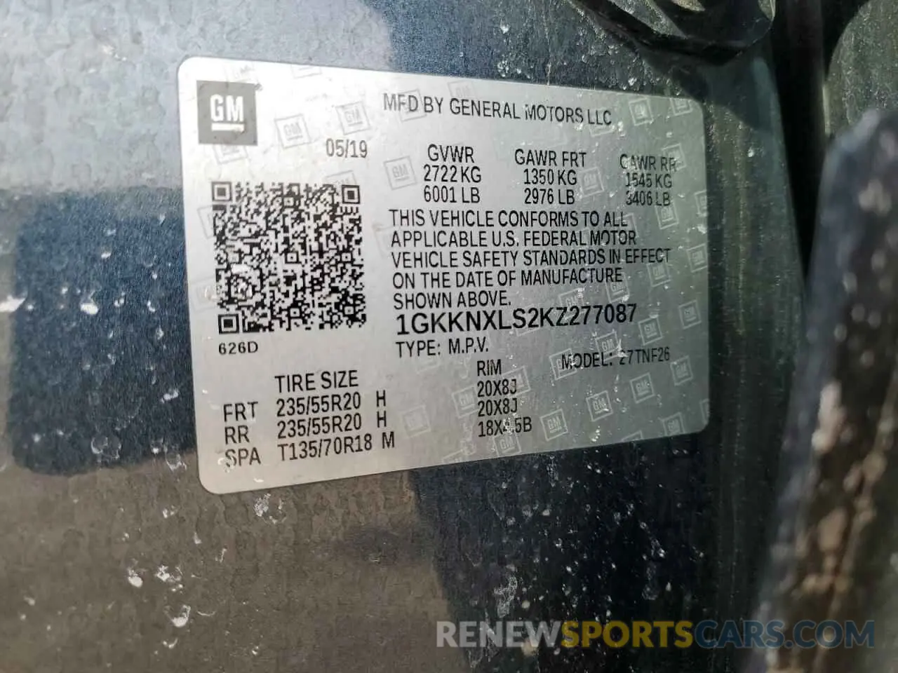 14 fotografías del automóvil dañado 1GKKNXLS2KZ277087 GMC ACADIA DEN 2019