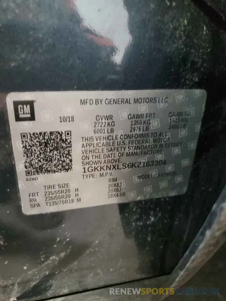 14 fotografías del automóvil dañado 1GKKNXLS6KZ163304 GMC ACADIA DEN 2019