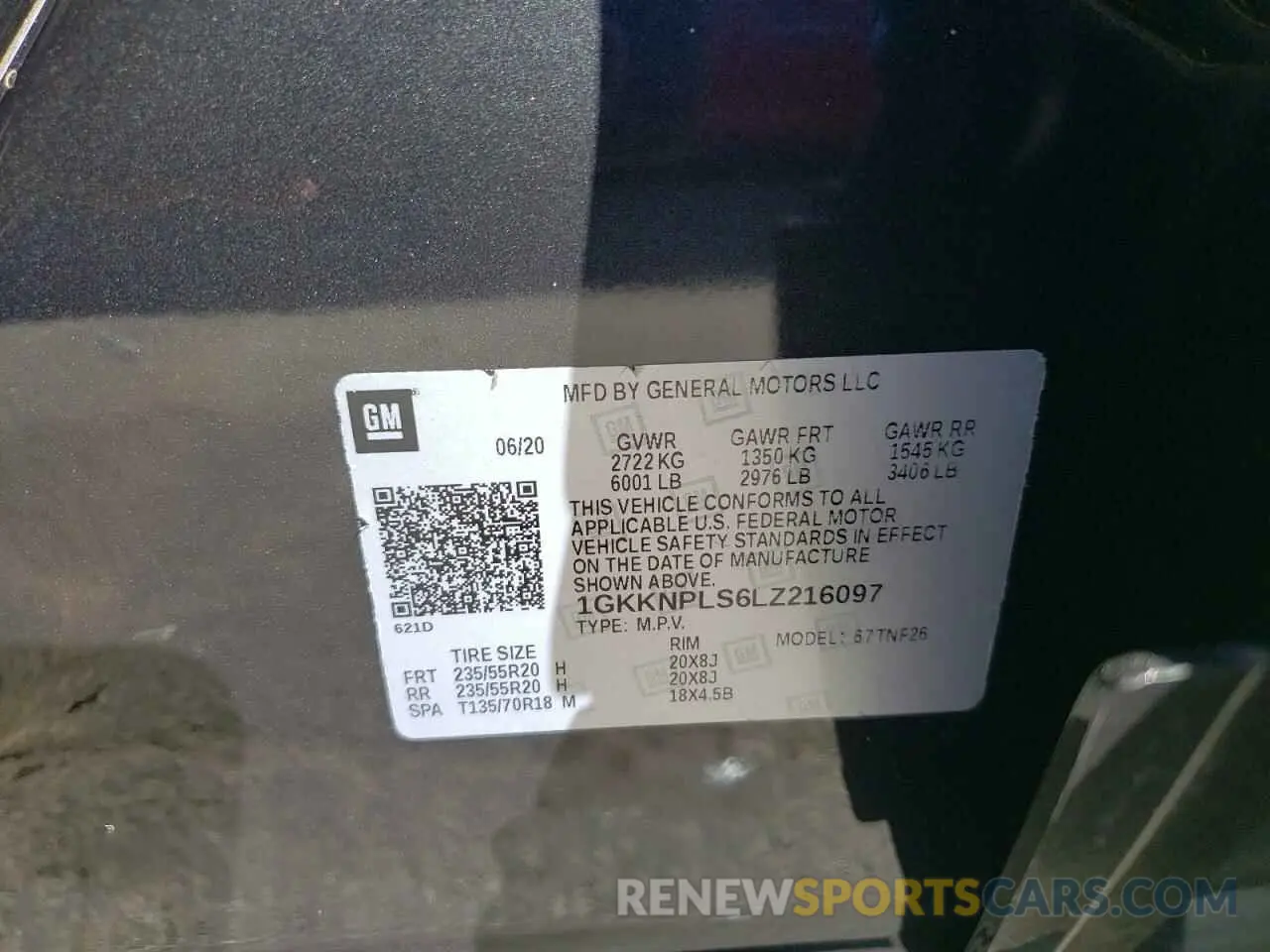 13 fotografías del automóvil dañado 1GKKNPLS6LZ216097 GMC ACADIA DEN 2020
