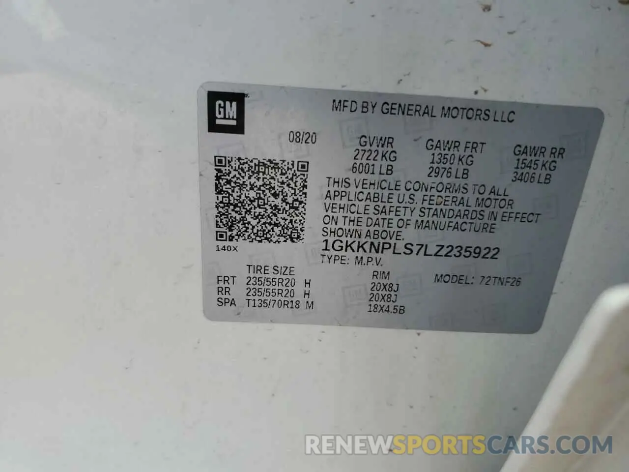 13 fotografías del automóvil dañado 1GKKNPLS7LZ235922 GMC ACADIA DEN 2020