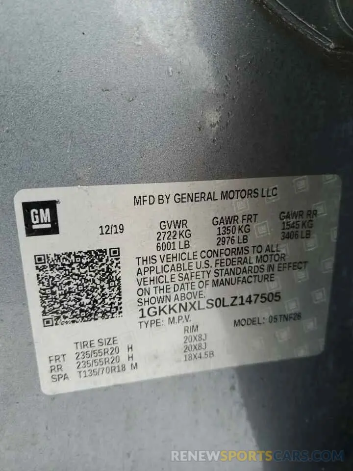 14 fotografías del automóvil dañado 1GKKNXLS0LZ147505 GMC ACADIA DEN 2020
