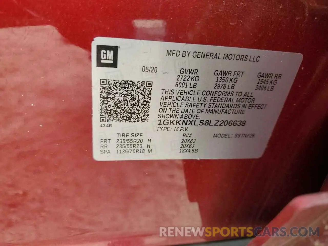 15 fotografías del automóvil dañado 1GKKNXLS8LZ206638 GMC ACADIA DEN 2020
