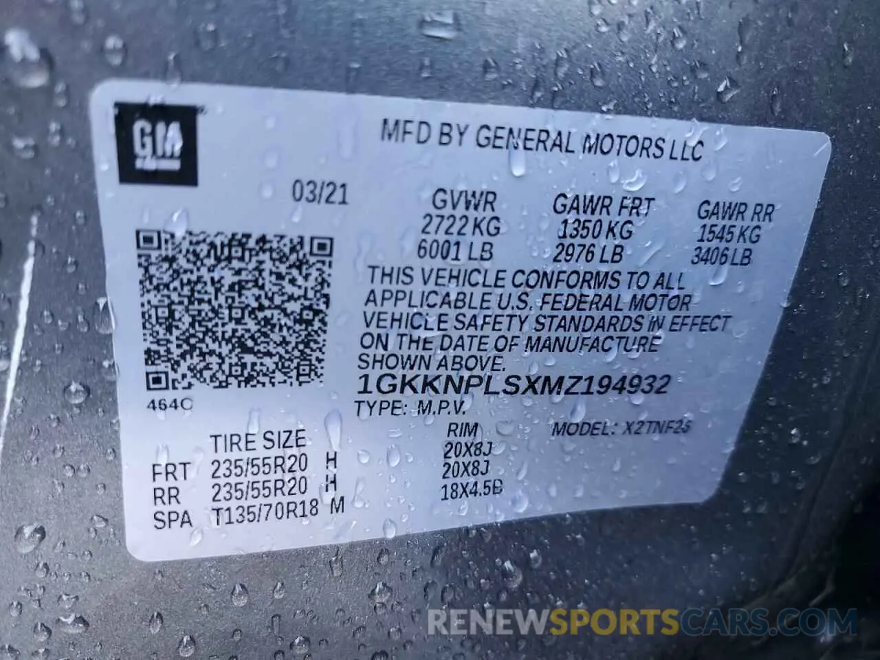 13 fotografías del automóvil dañado 1GKKNPLSXMZ194932 GMC ACADIA DEN 2021