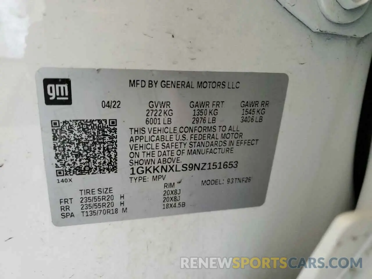 14 fotografías del automóvil dañado 1GKKNXLS9NZ151653 GMC ACADIA DEN 2022
