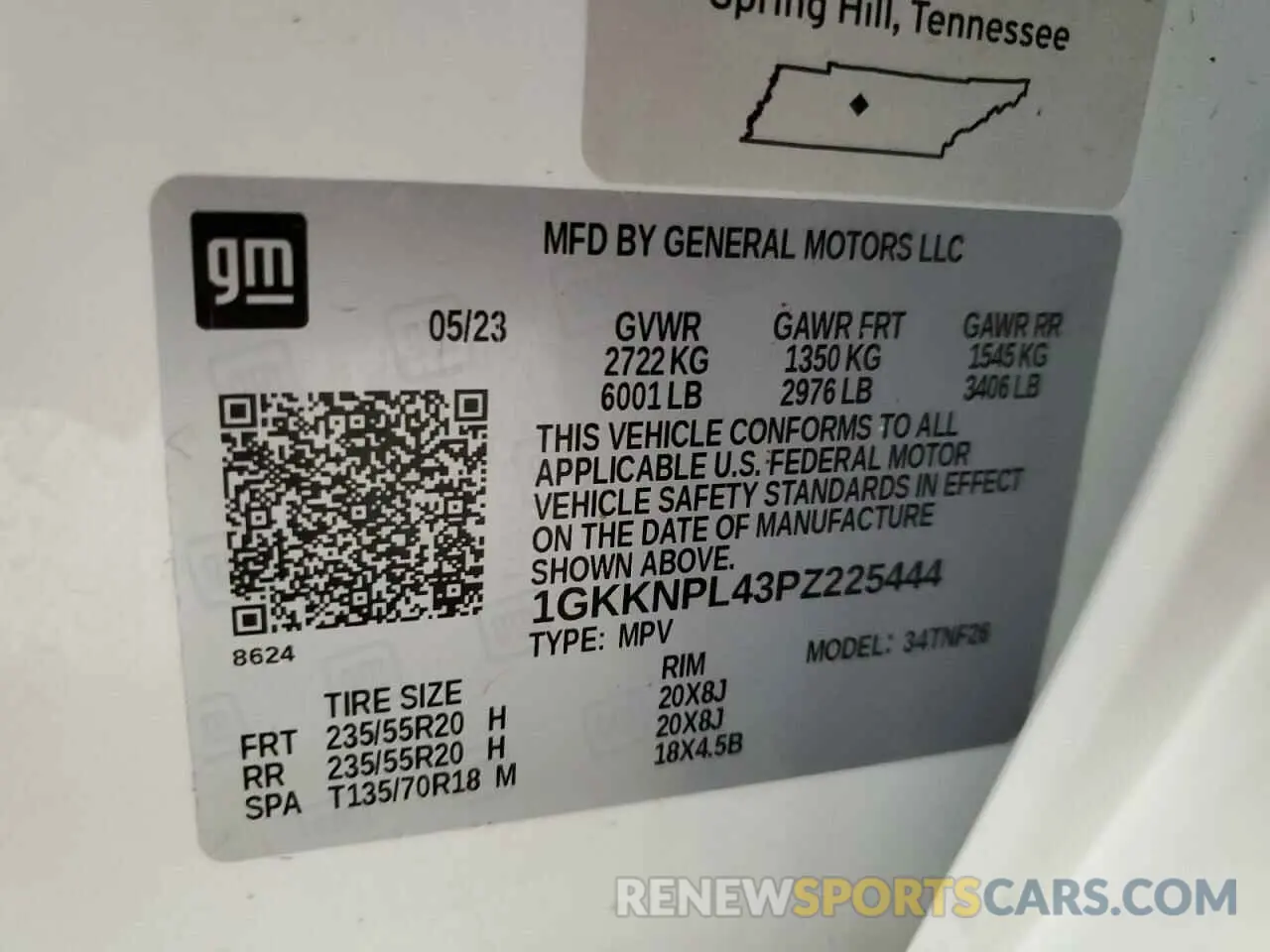 14 fotografías del automóvil dañado 1GKKNPL43PZ225444 GMC ACADIA DEN 2023