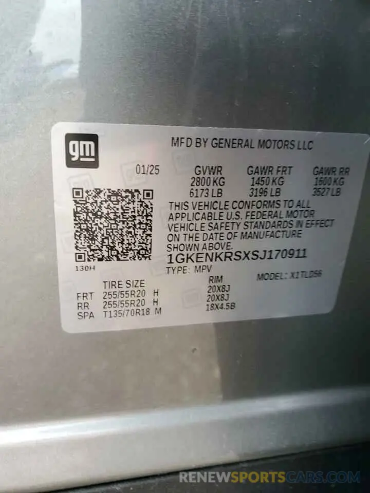 14 fotografías del automóvil dañado 1GKENKRSXSJ170911 GMC ACADIA ELE 2025
