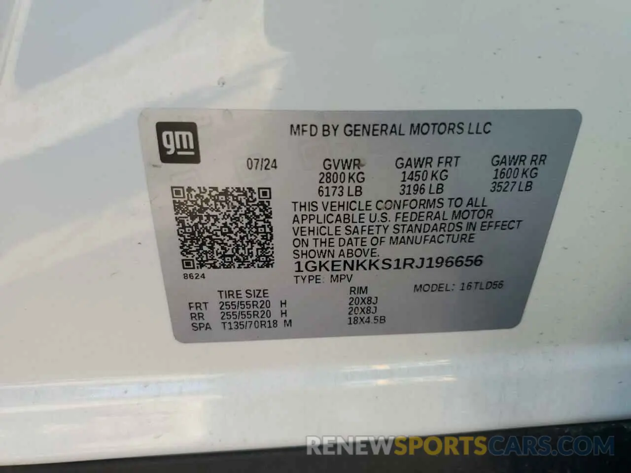 14 fotografías del automóvil dañado 1GKENKKS1RJ196656 GMC ACADIA UPL 2024