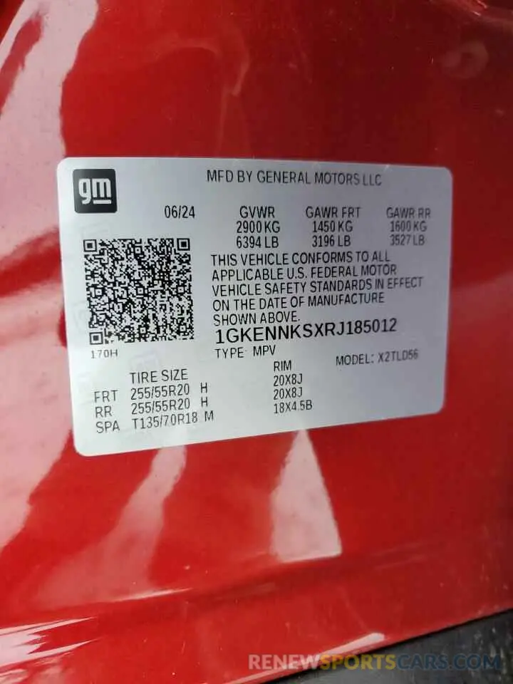 13 fotografías del automóvil dañado 1GKENNKSXRJ185012 GMC ACADIA UPL 2024