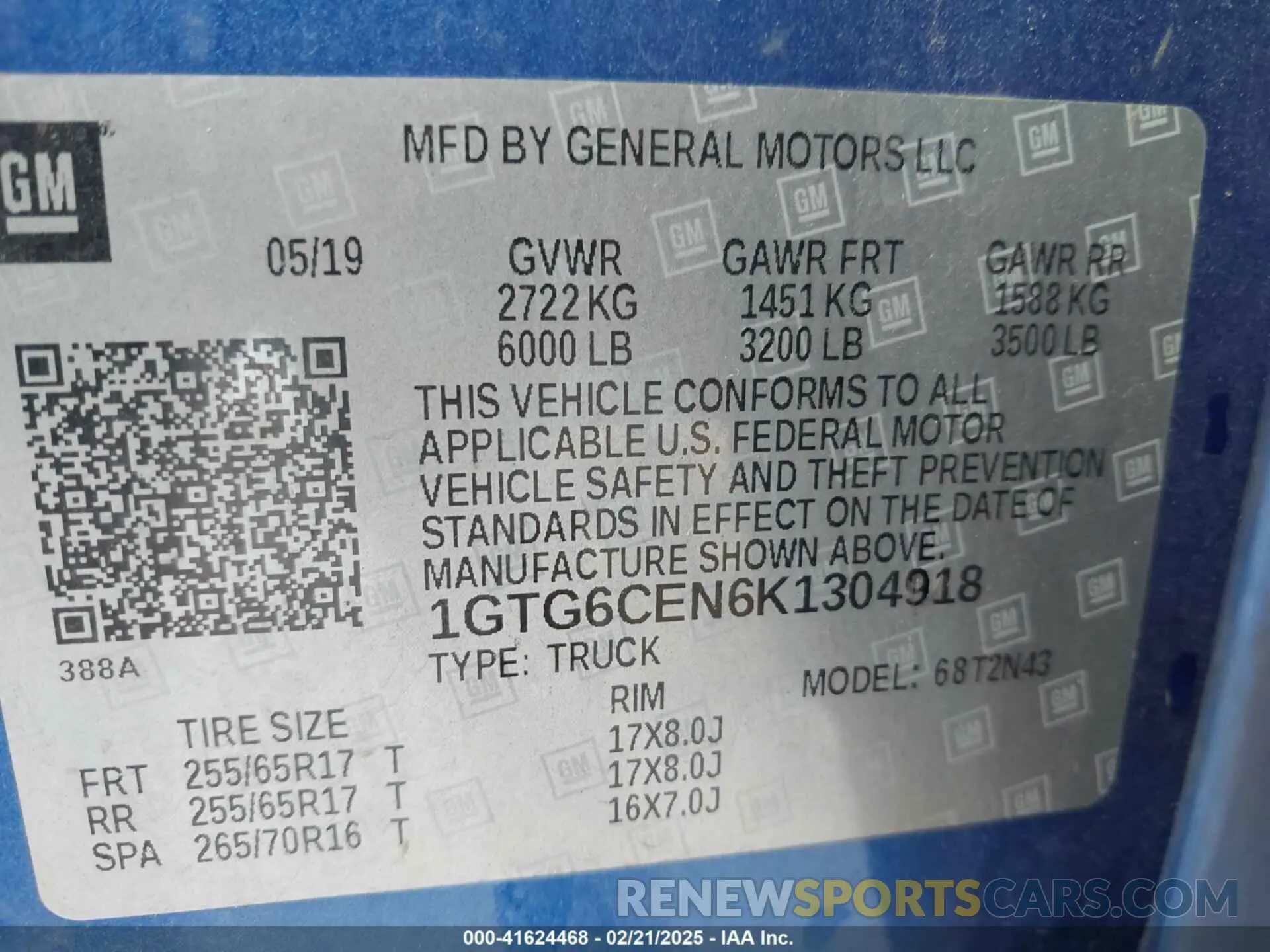 9 fotografías del automóvil dañado 1GTG6CEN6K1304918 GMC CANYON 2019