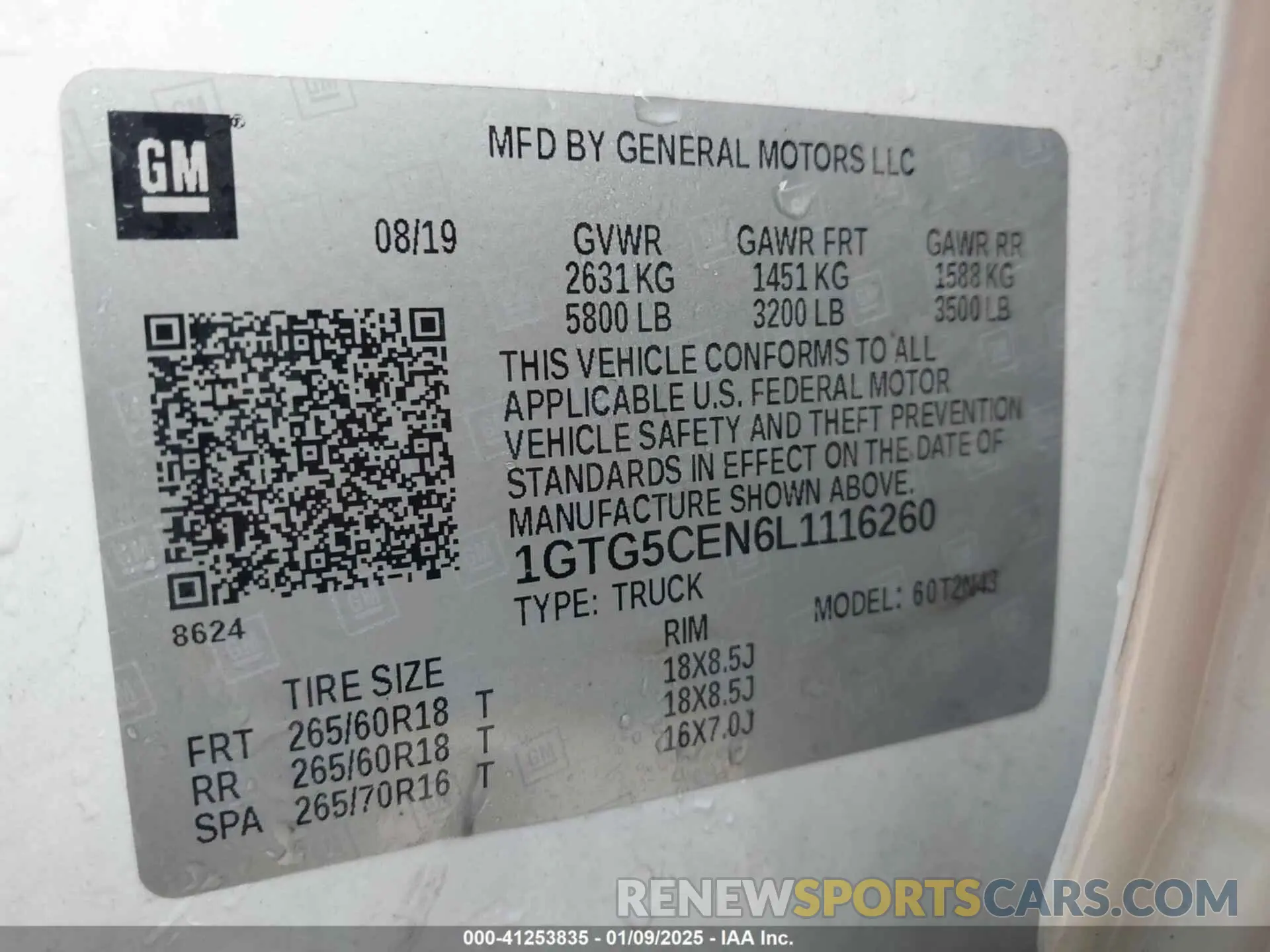 9 fotografías del automóvil dañado 1GTG5CEN6L1116260 GMC CANYON 2020