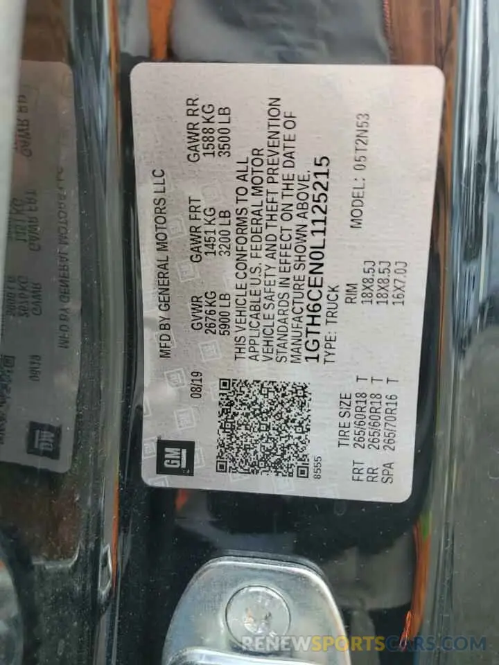 15 fotografías del automóvil dañado 1GTH6CEN0L1125215 GMC CANYON 2020