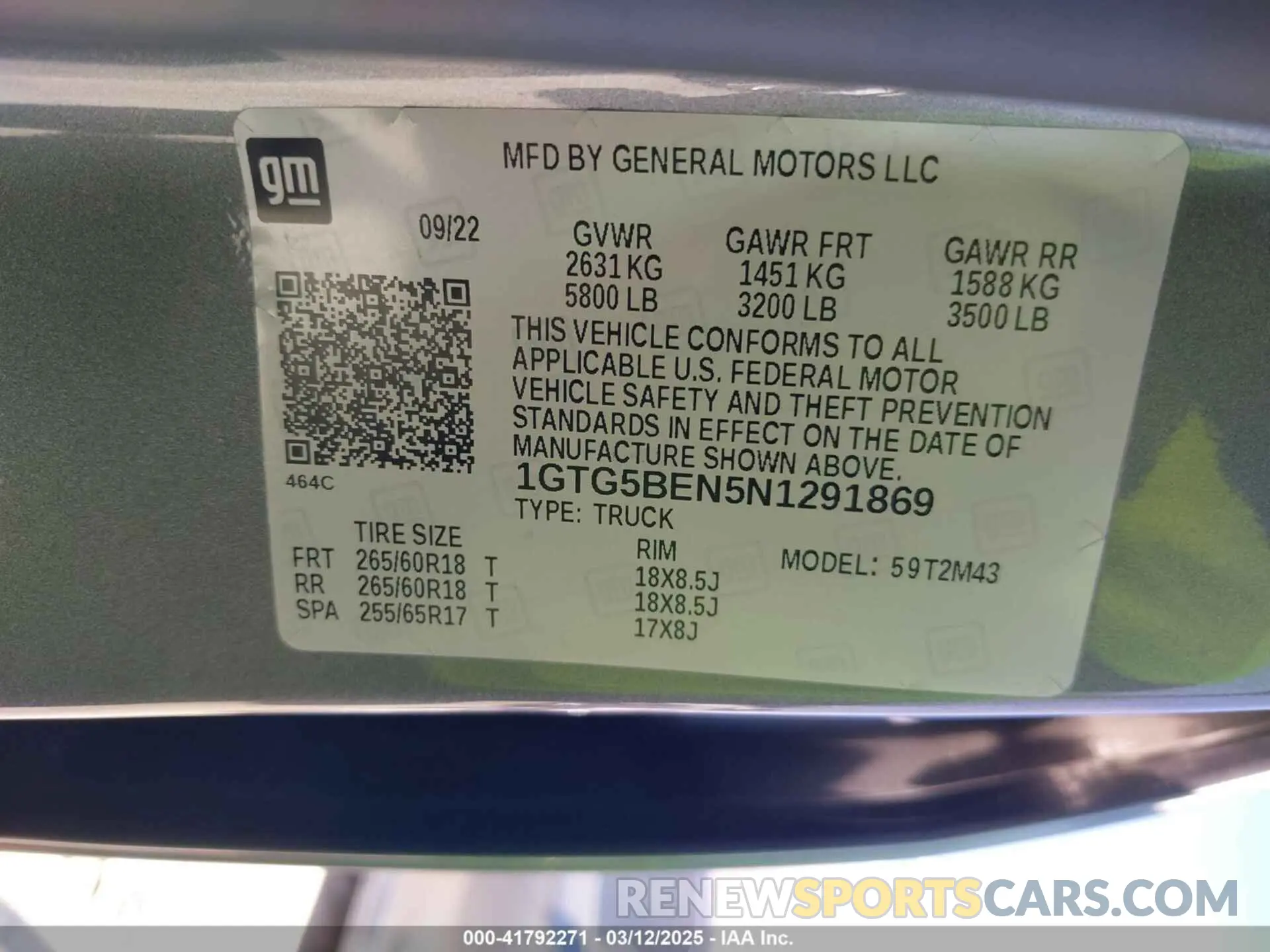 9 fotografías del automóvil dañado 1GTG5BEN5N1291869 GMC CANYON 2022