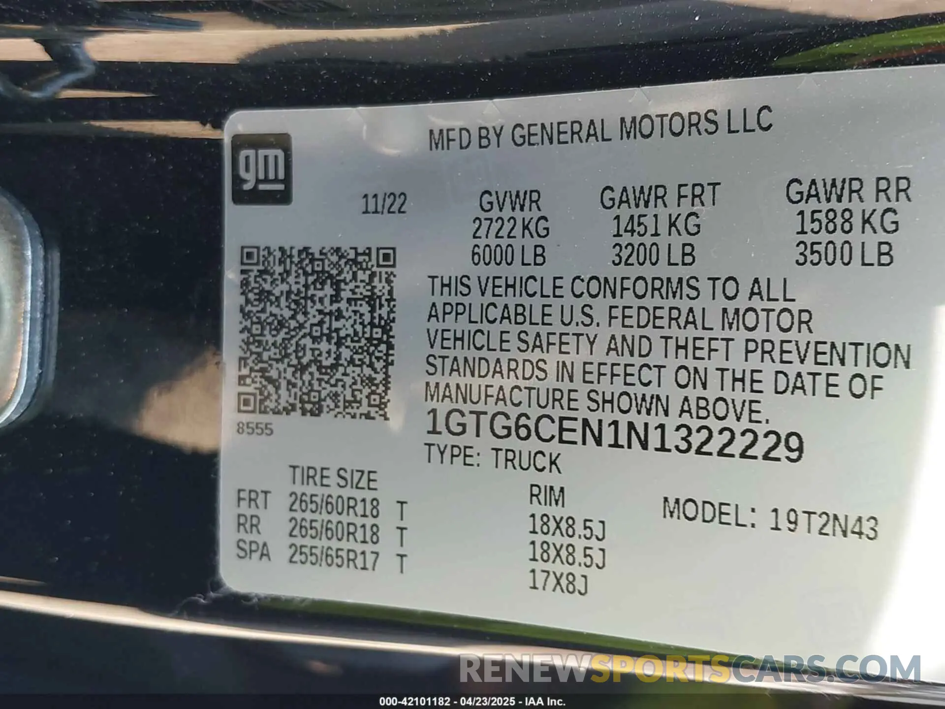 9 fotografías del automóvil dañado 1GTG6CEN1N1322229 GMC CANYON 2022
