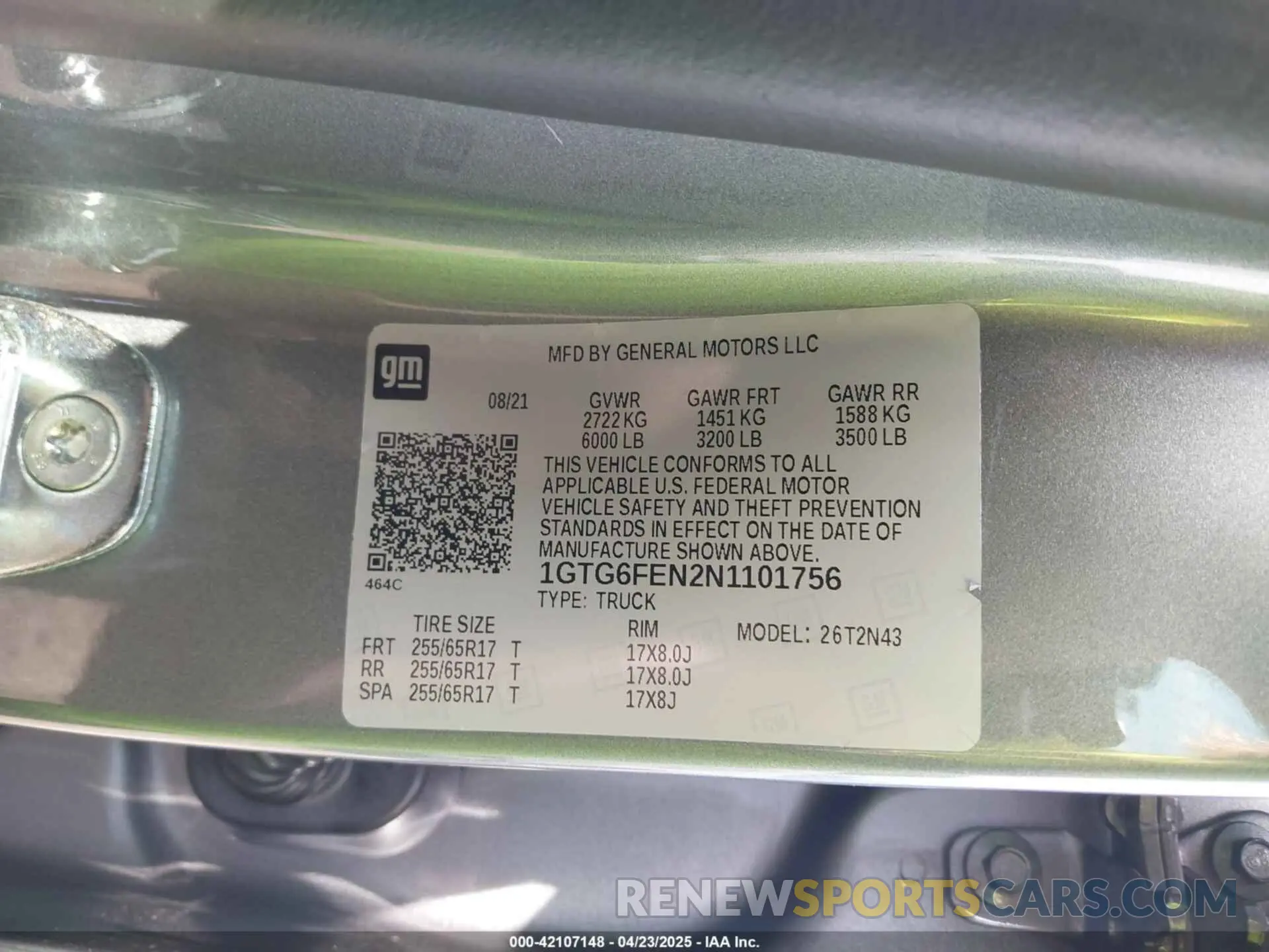 9 fotografías del automóvil dañado 1GTG6FEN2N1101756 GMC CANYON 2022