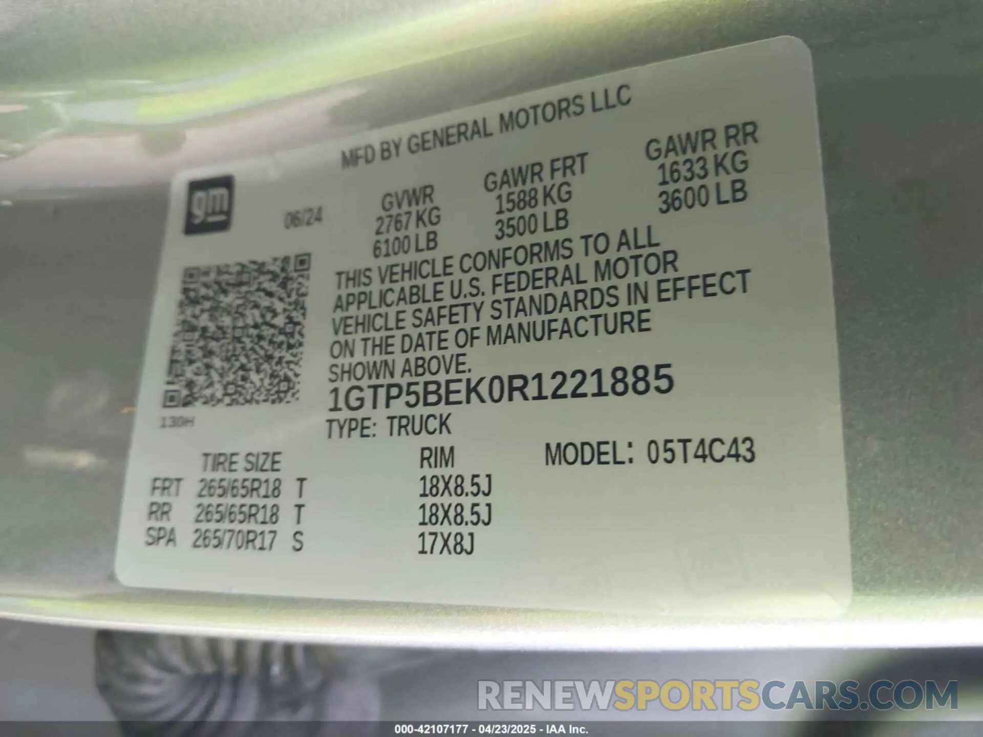 9 fotografías del automóvil dañado 1GTP5BEK0R1221885 GMC CANYON 2024