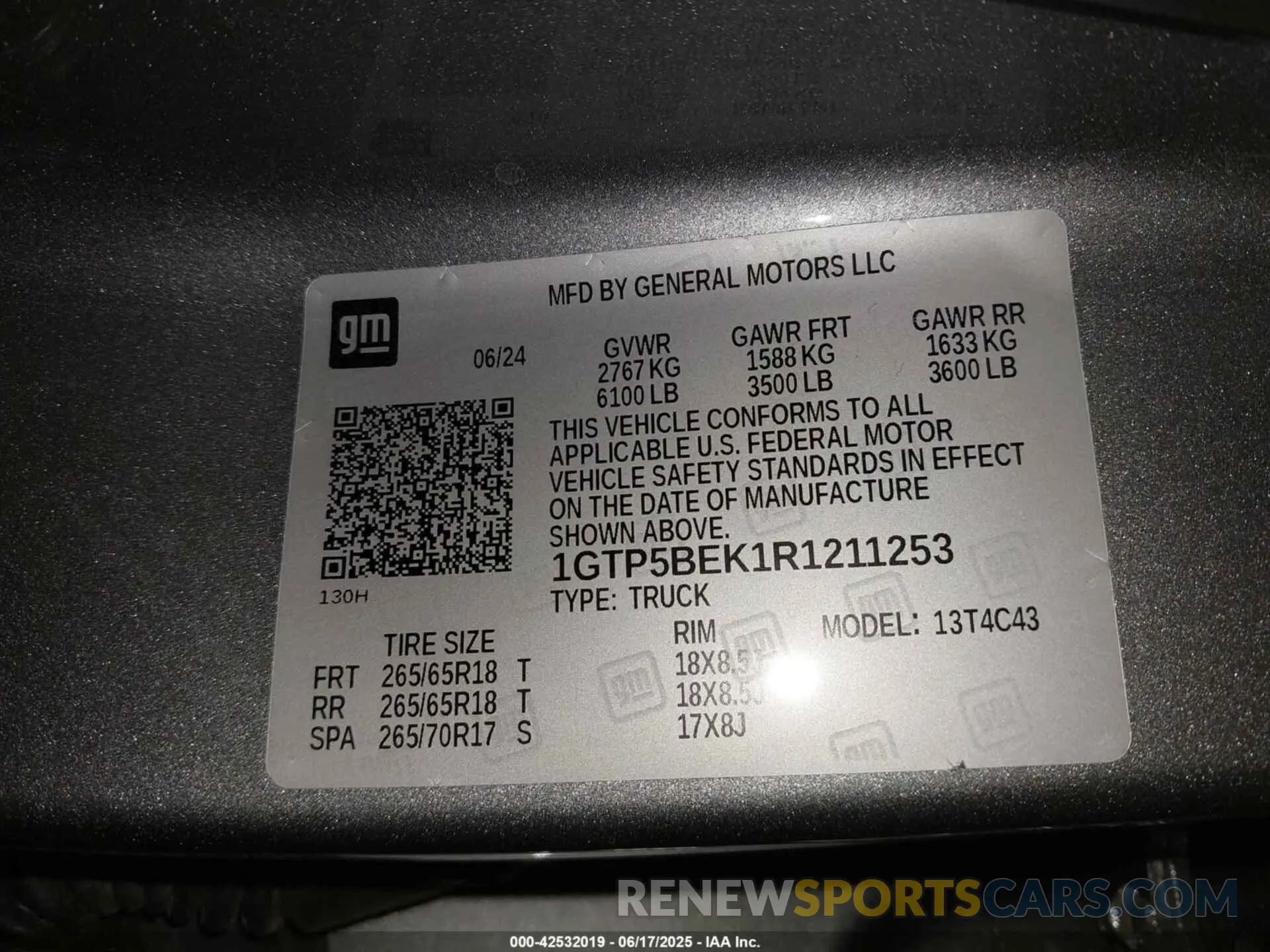 9 fotografías del automóvil dañado 1GTP5BEK1R1211253 GMC CANYON 2024