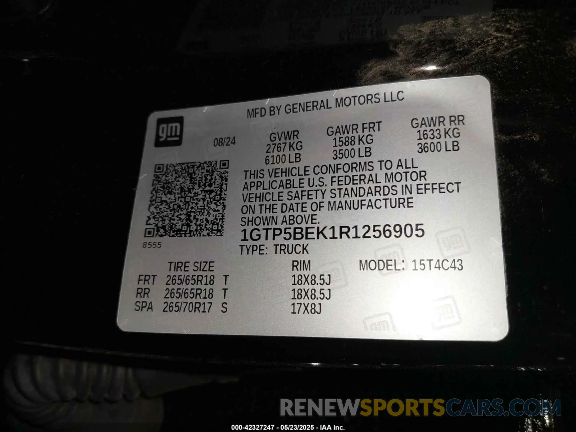 9 fotografías del automóvil dañado 1GTP5BEK1R1256905 GMC CANYON 2024