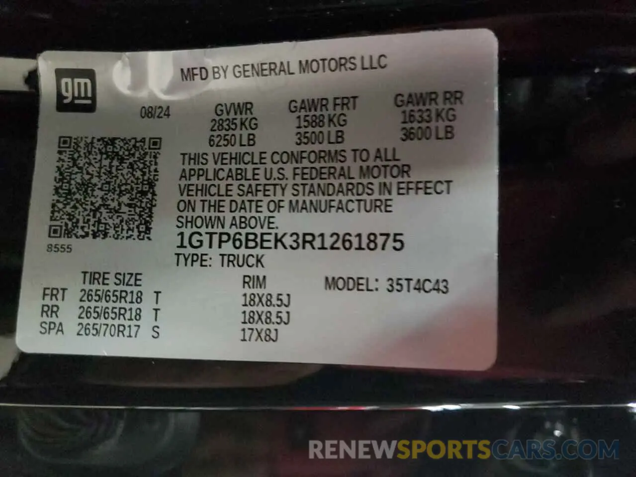 12 fotografías del automóvil dañado 1GTP6BEK3R1261875 GMC CANYON 2024