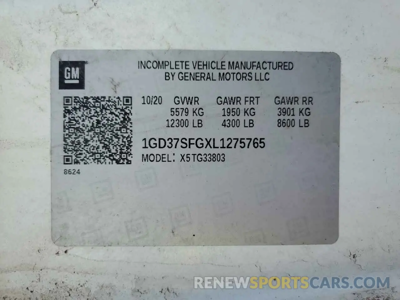 13 fotografías del automóvil dañado 1GD37SFGXL1275765 GMC SAVANA 2020