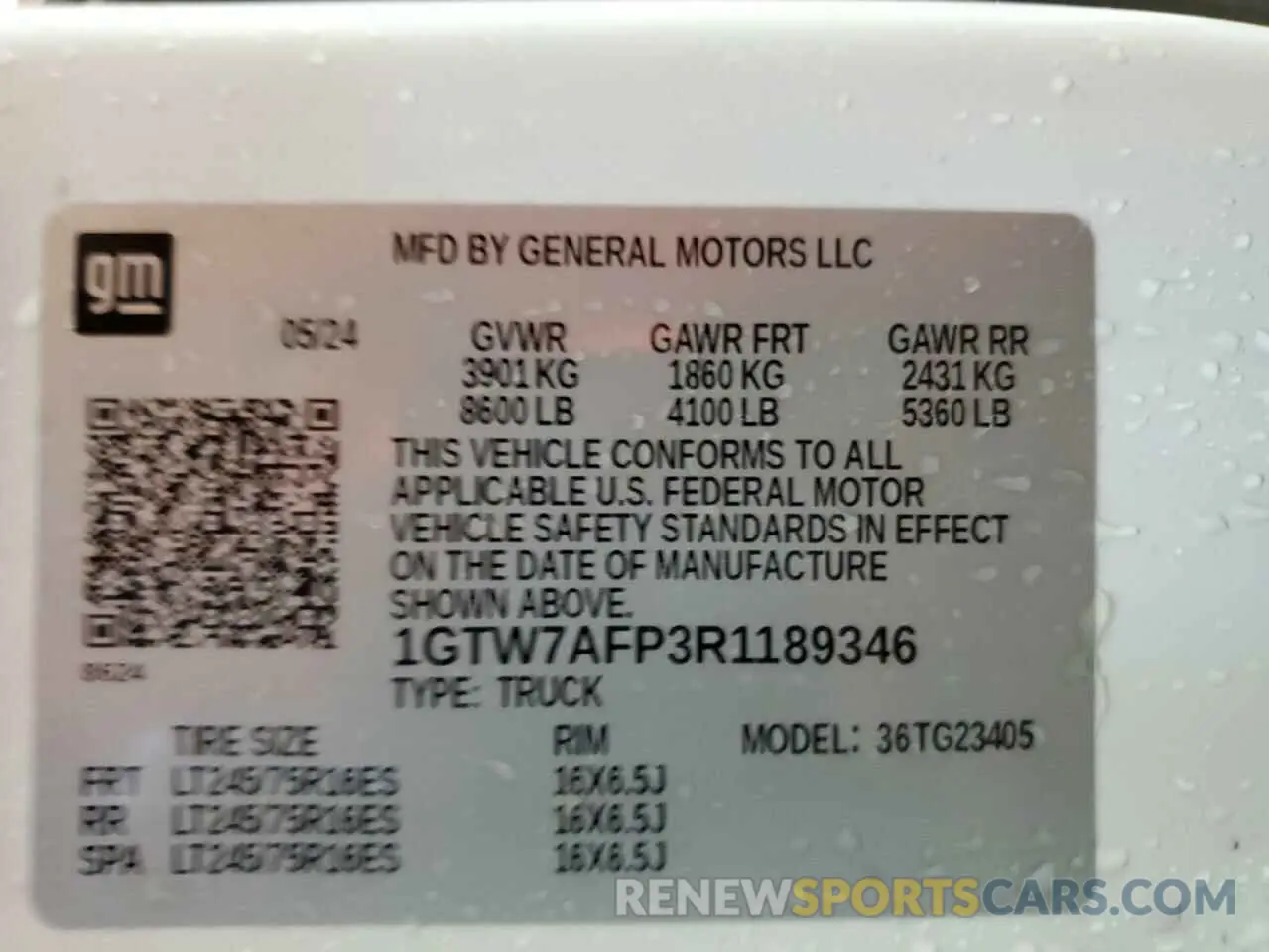 14 fotografías del automóvil dañado 1GTW7AFP3R1189346 GMC SAVANA 2024