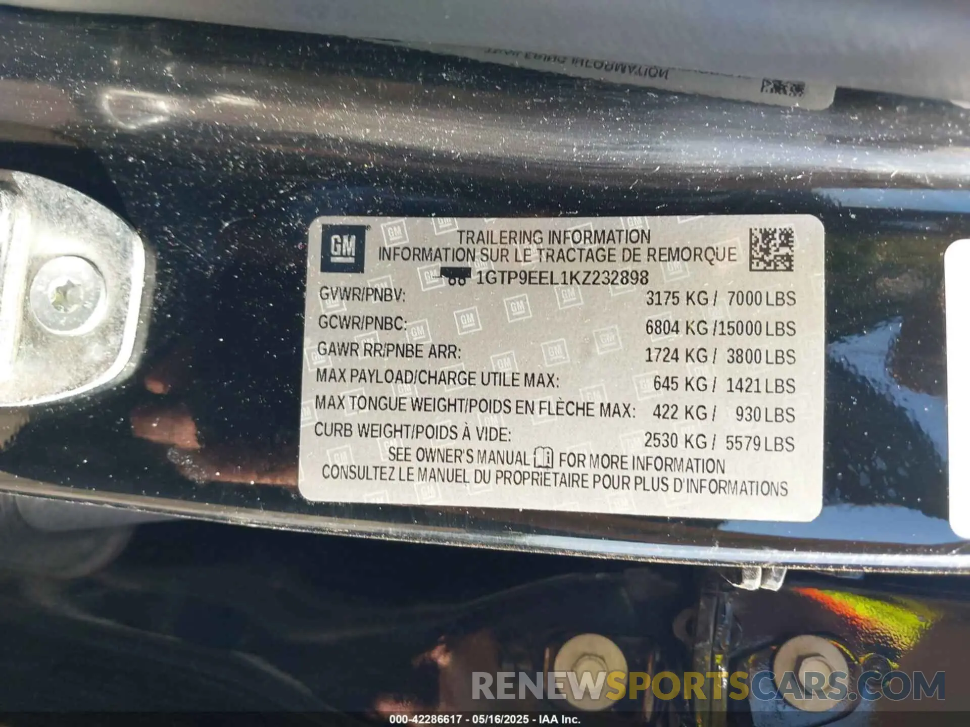 9 fotografías del automóvil dañado 1GTP9EEL1KZ232898 GMC SIERRA 1500 2019