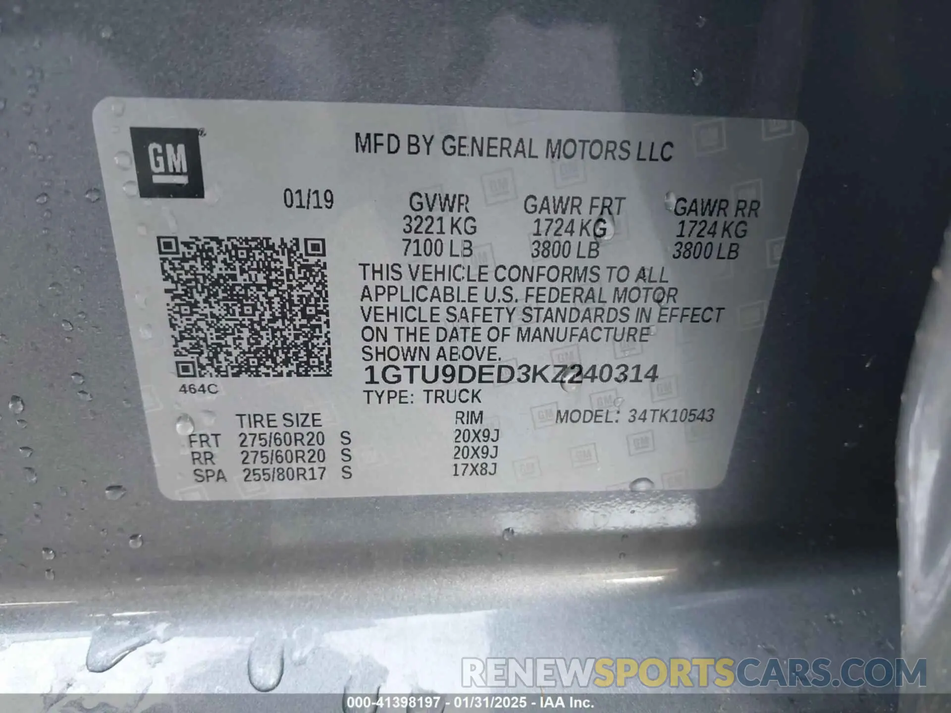 9 fotografías del automóvil dañado 1GTU9DED3KZ240314 GMC SIERRA 1500 2019