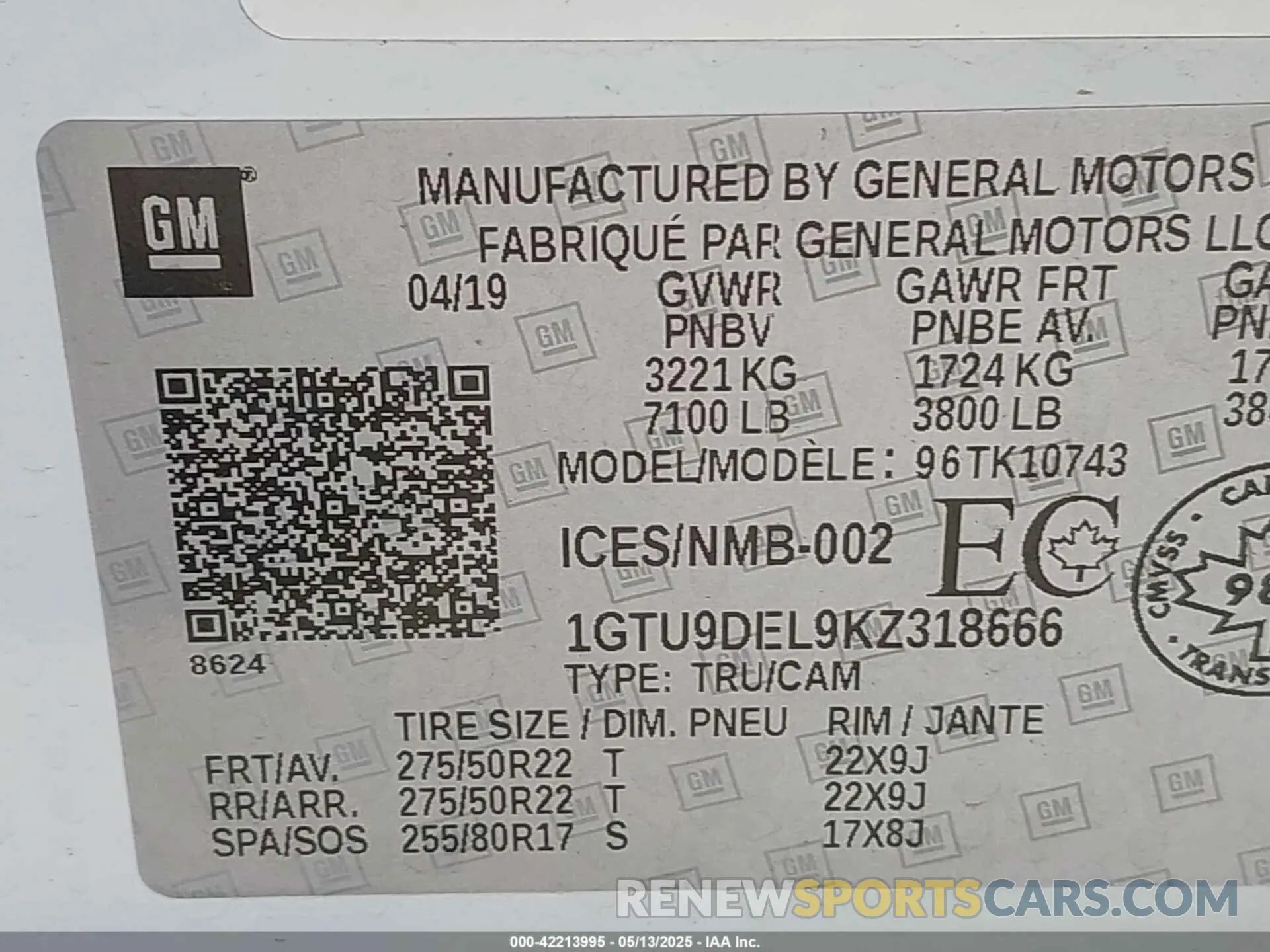 9 fotografías del automóvil dañado 1GTU9DEL9KZ318666 GMC SIERRA 1500 2019