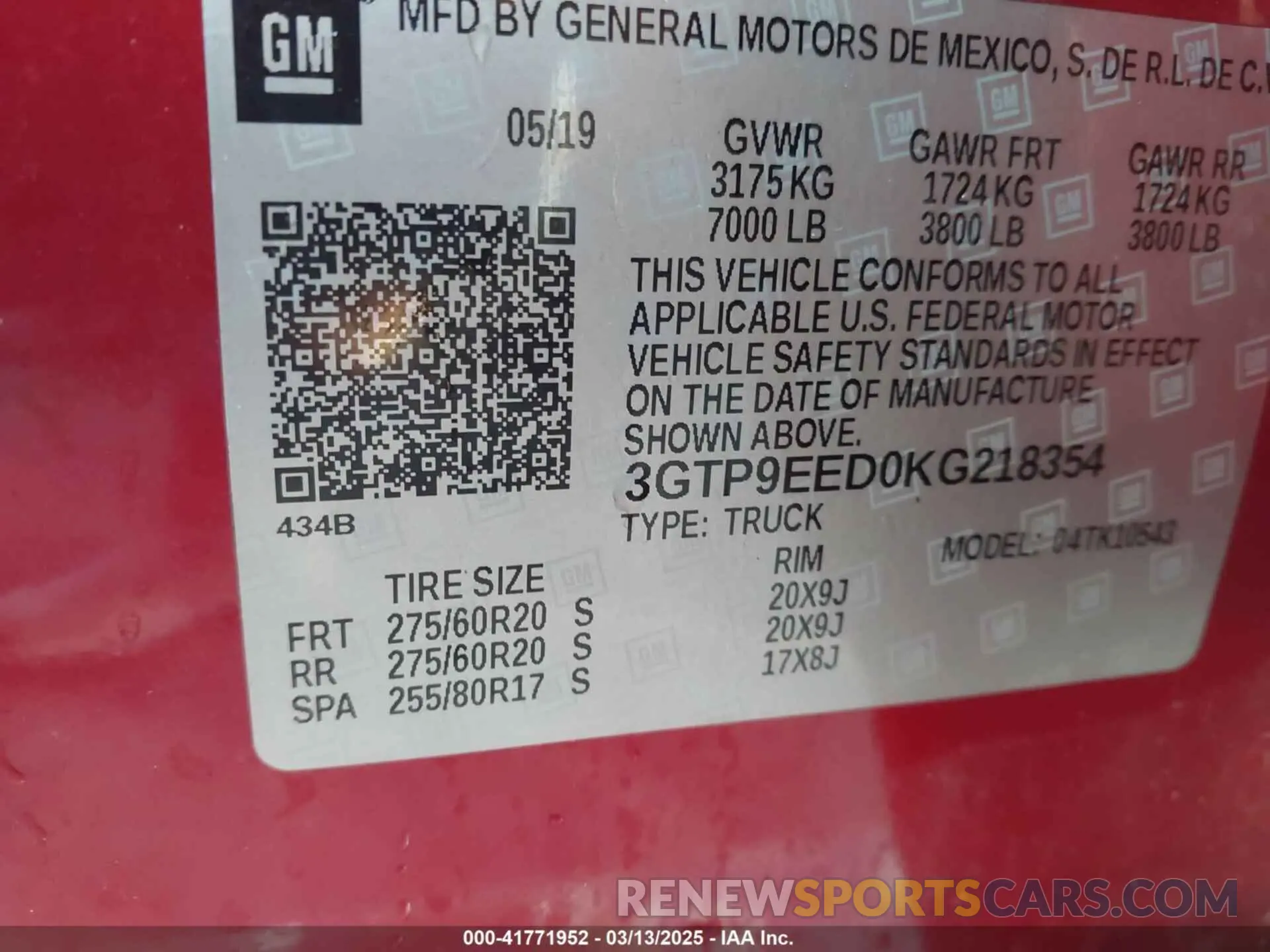 9 fotografías del automóvil dañado 3GTP9EED0KG218354 GMC SIERRA 1500 2019