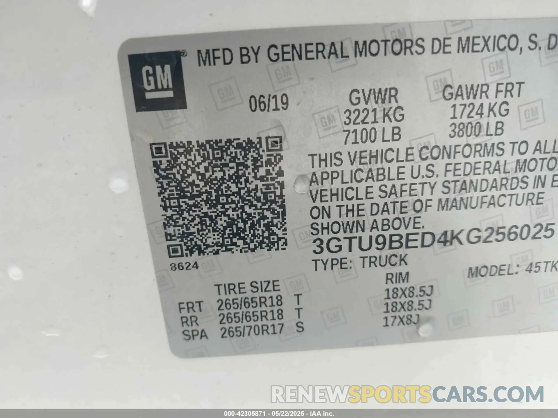 9 fotografías del automóvil dañado 3GTU9BED4KG256025 GMC SIERRA 1500 2019