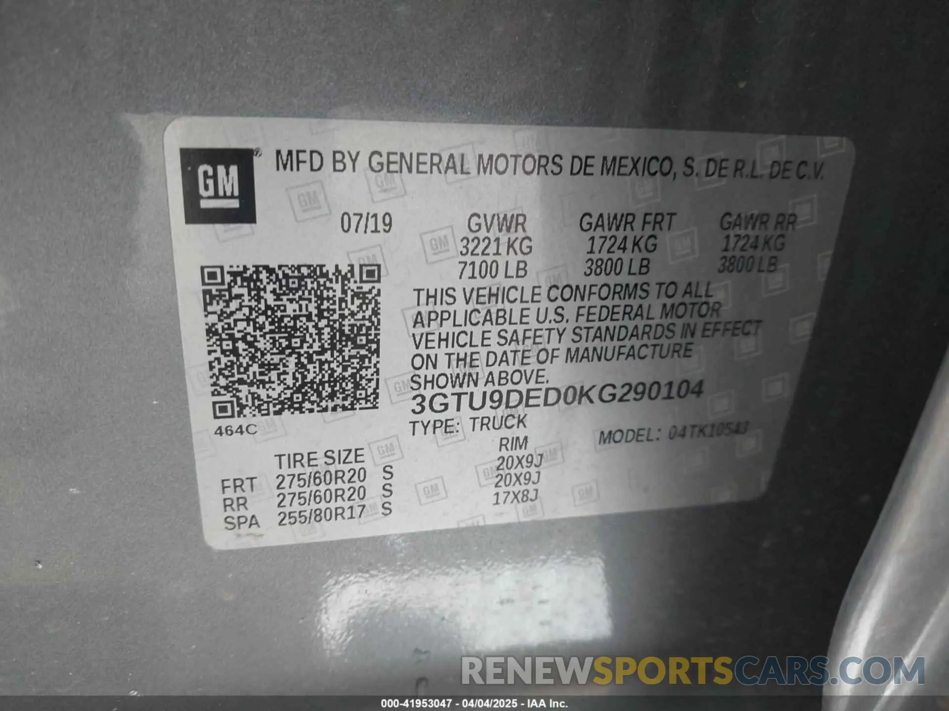 9 fotografías del automóvil dañado 3GTU9DED0KG290104 GMC SIERRA 1500 2019