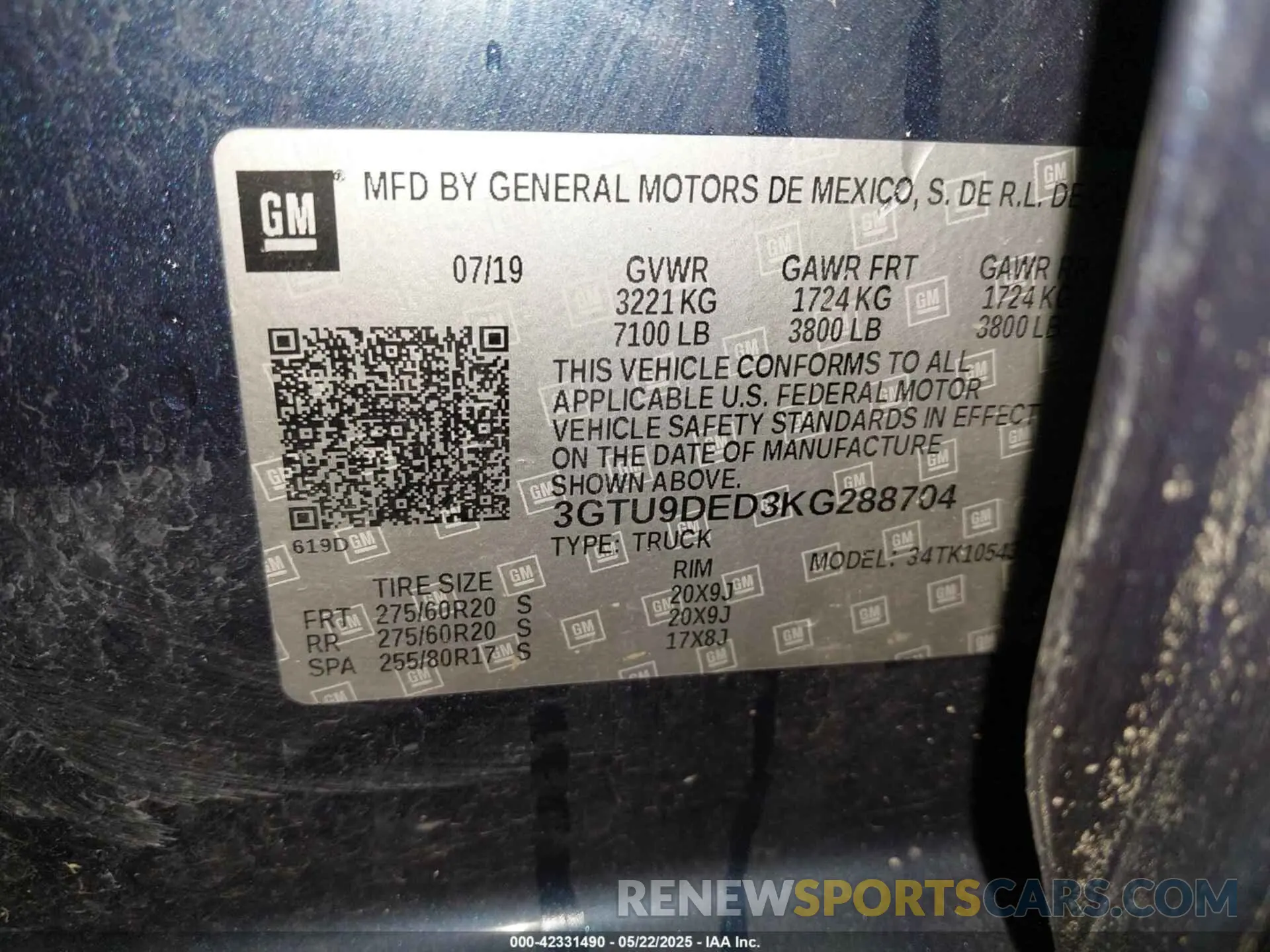 9 fotografías del automóvil dañado 3GTU9DED3KG288704 GMC SIERRA 1500 2019