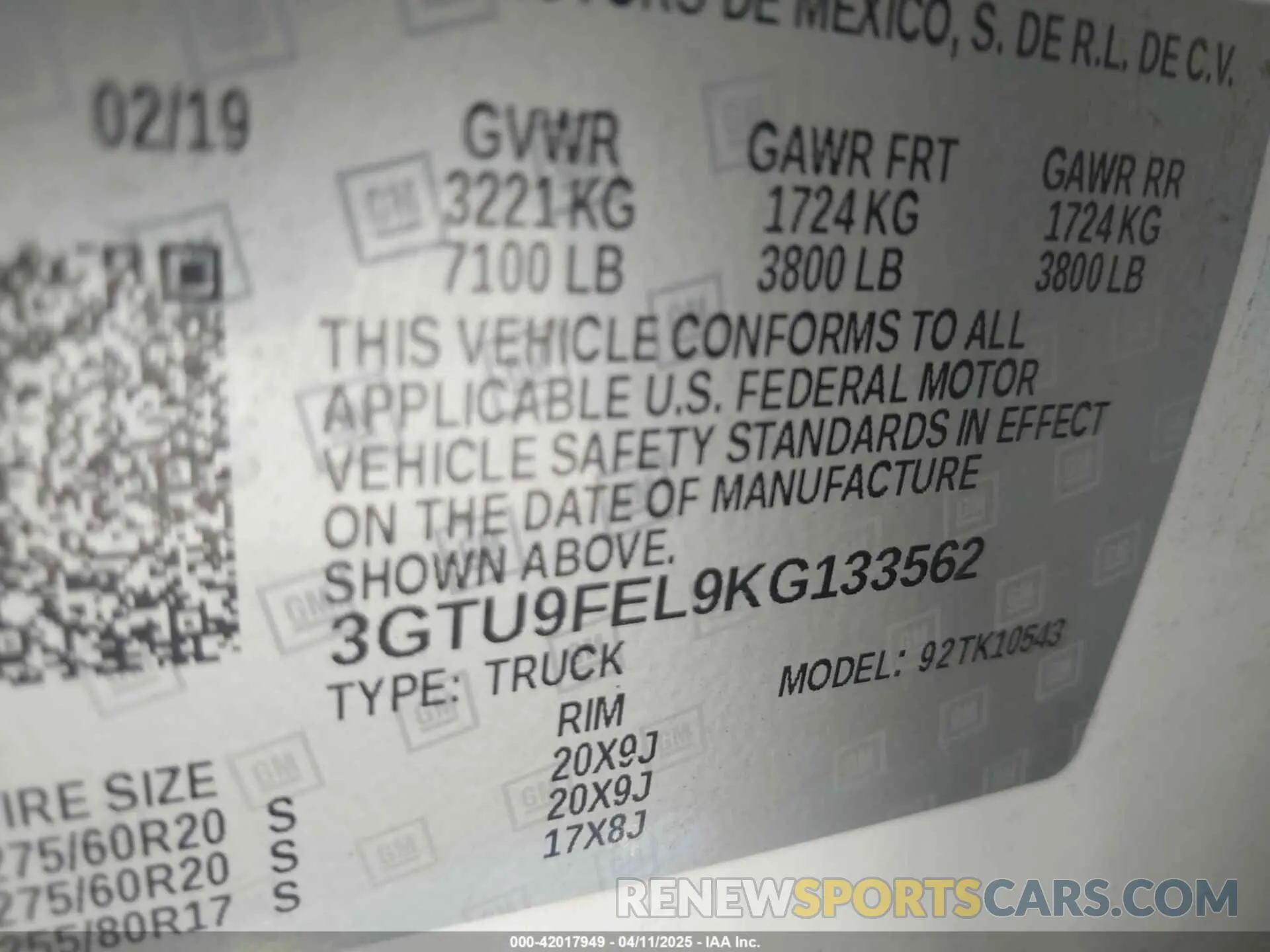 9 fotografías del automóvil dañado 3GTU9FEL9KG133562 GMC SIERRA 1500 2019